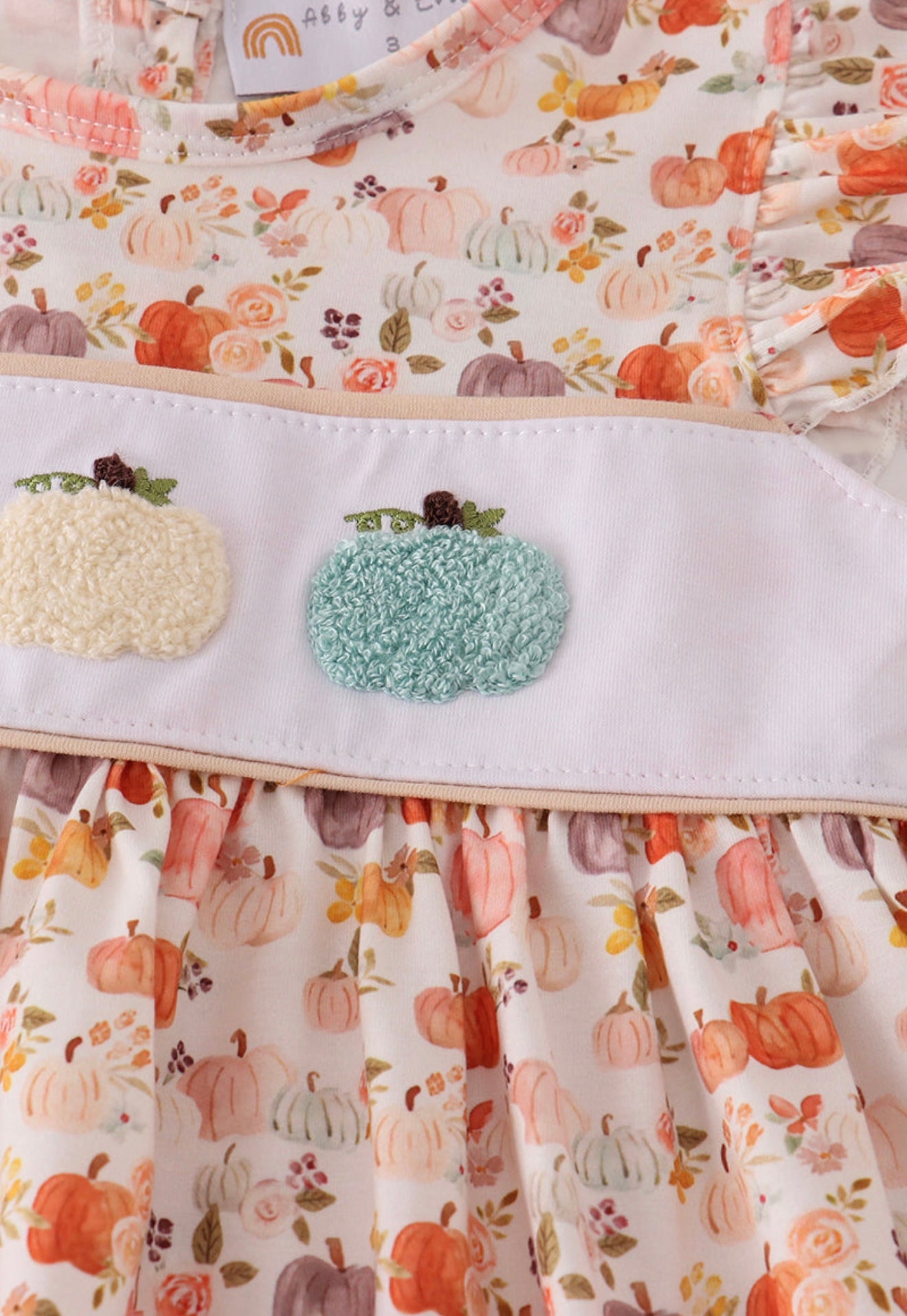 Beige French knot girl ruffle bubble
