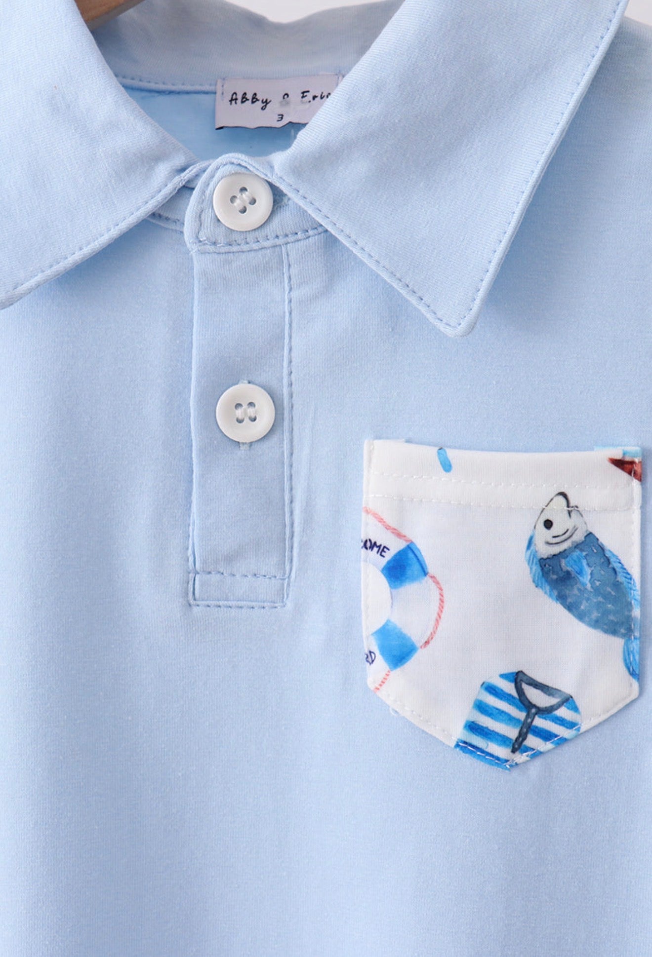Blue sailboat print shorts set