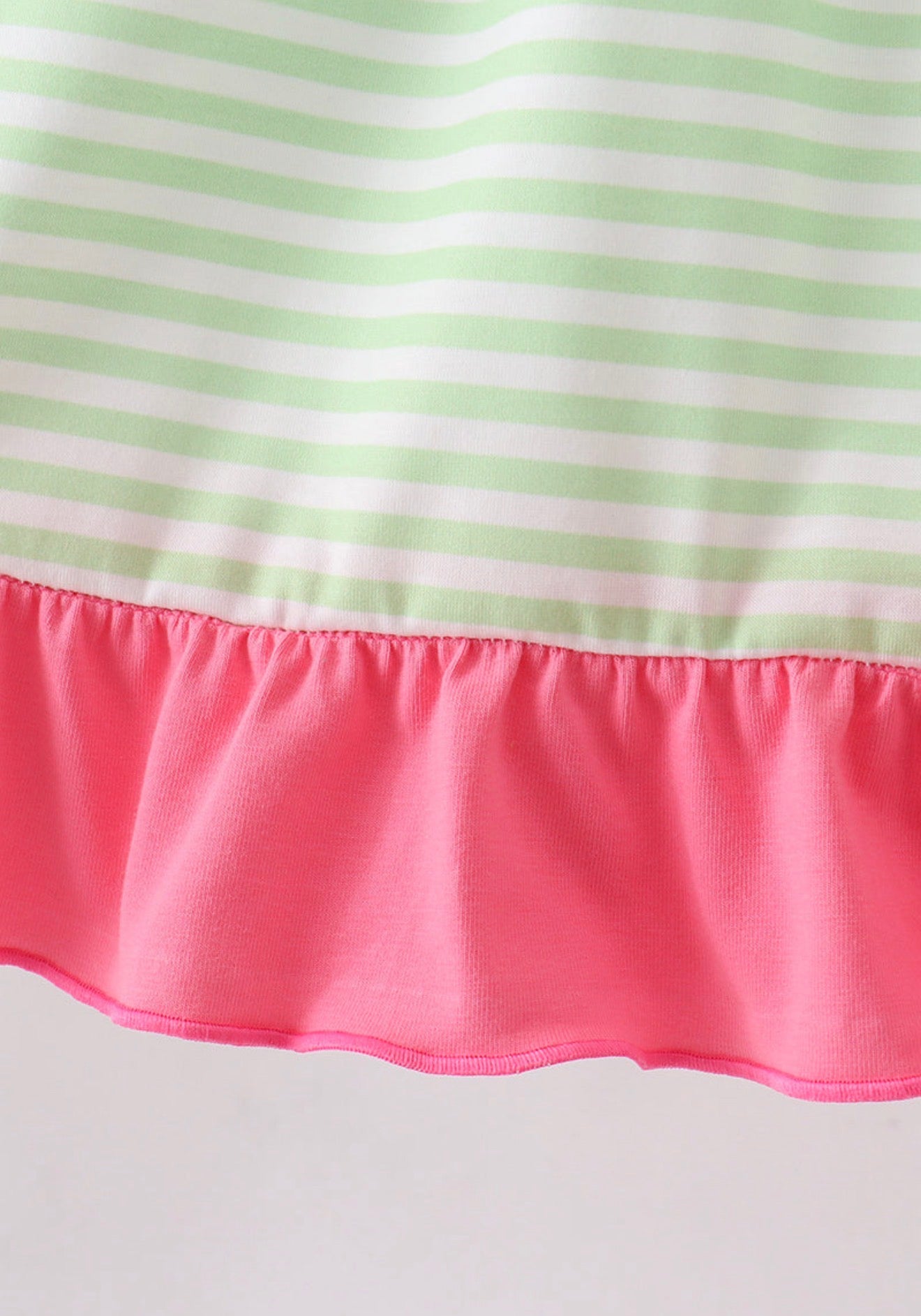 Green watermelon appliqué ruffle dress
