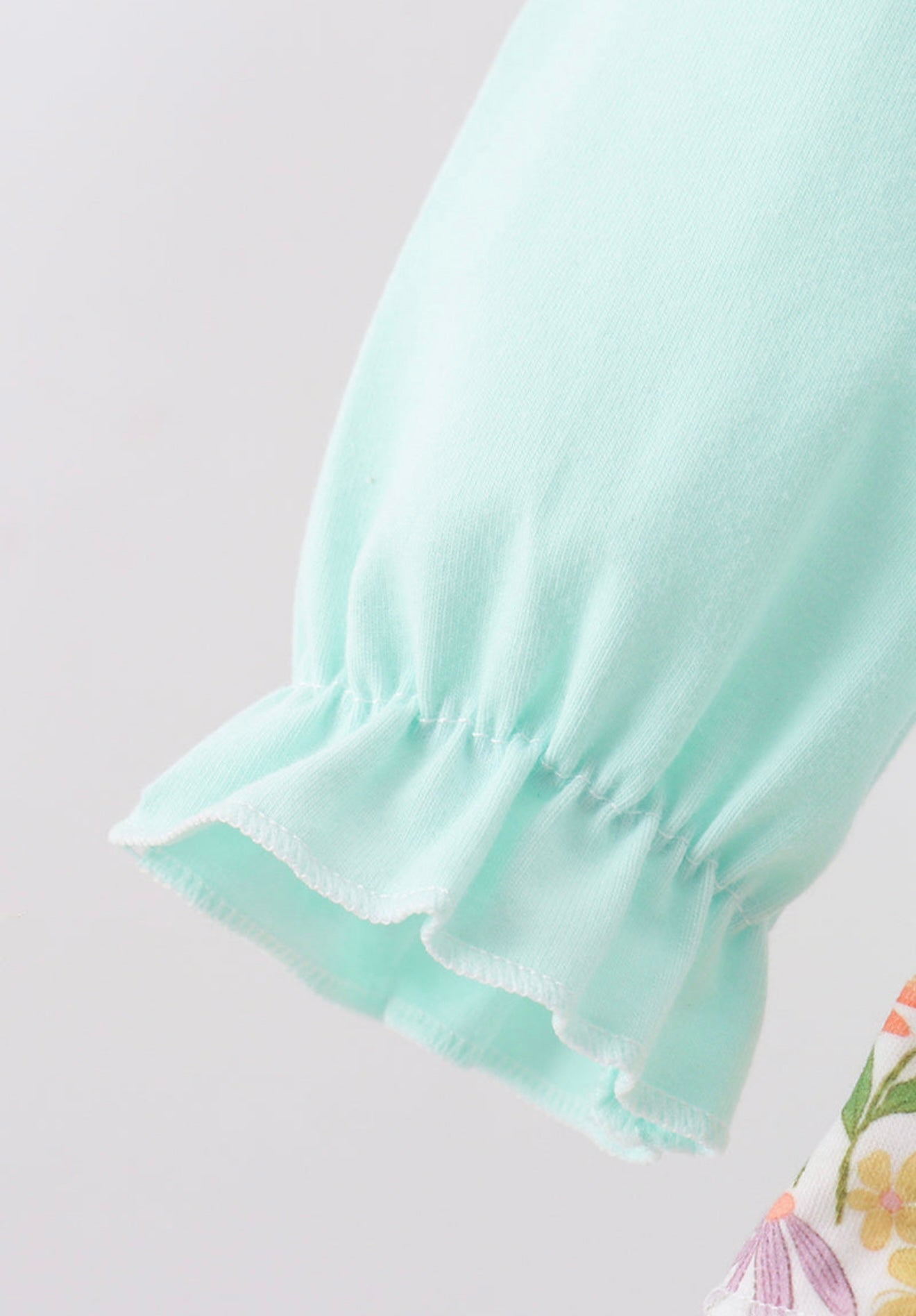 Blue bow floral appliqué ruffle bubble