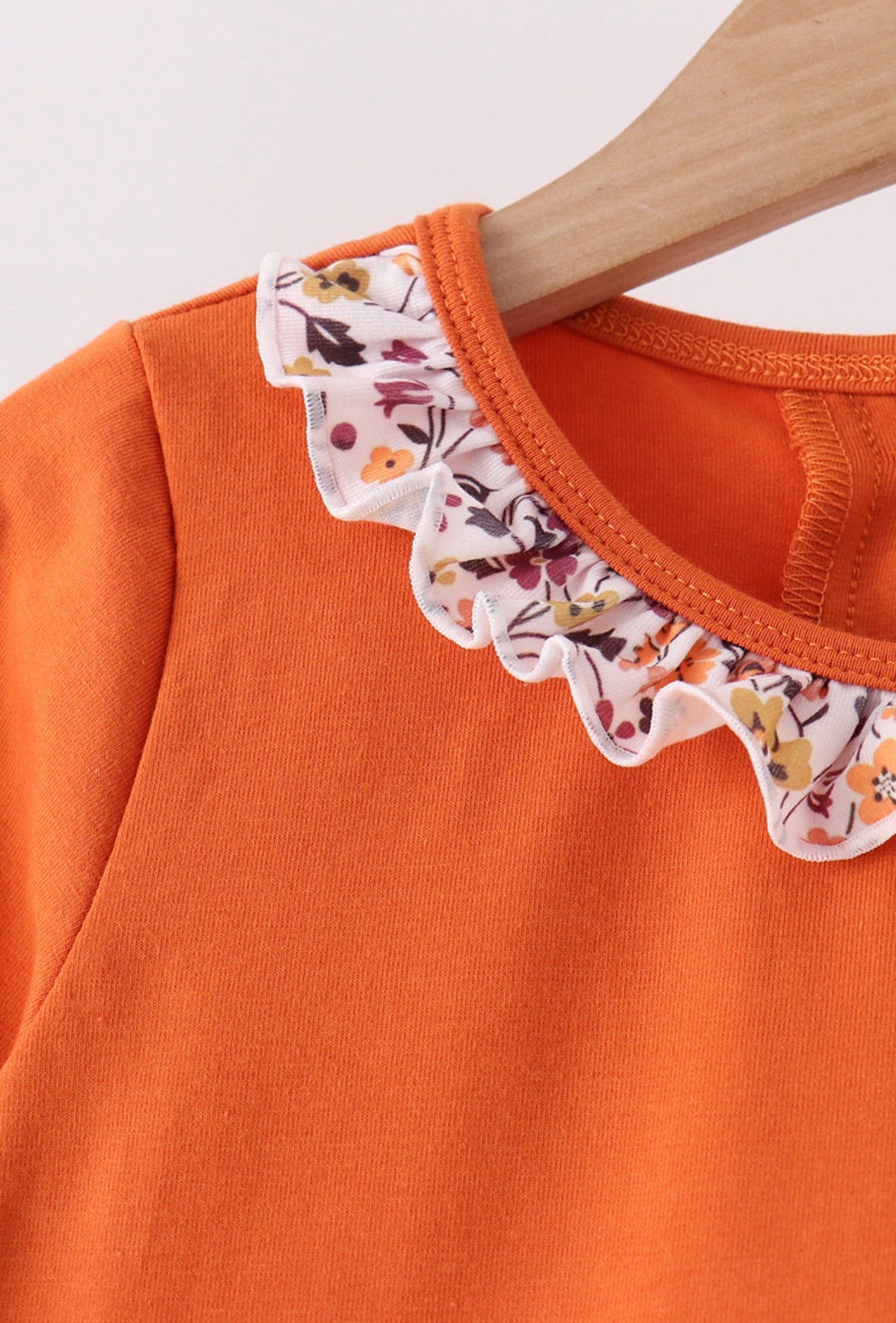 Orange Floral Bow Ruffle pants set