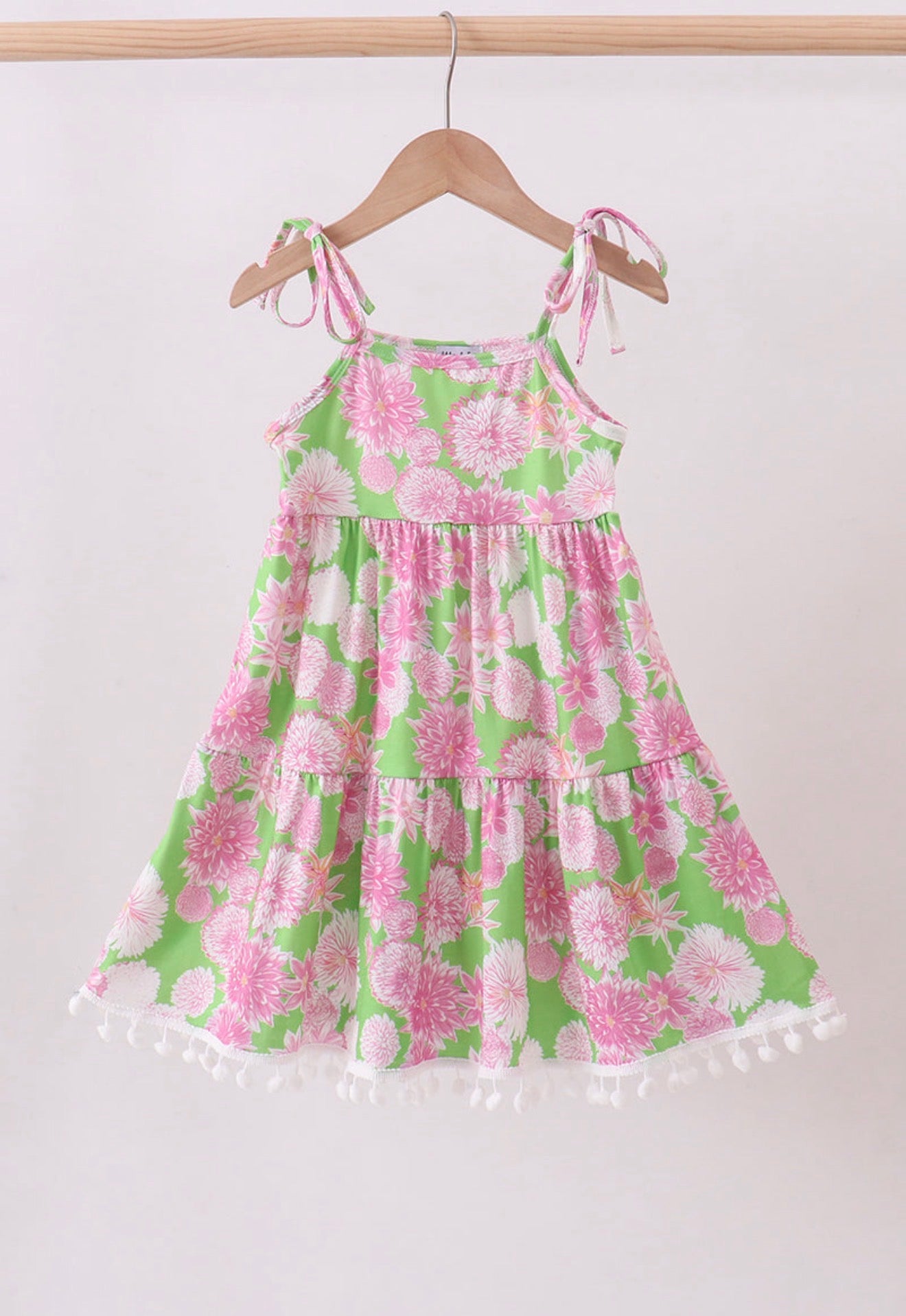 Pink floral ruffle tiered dress