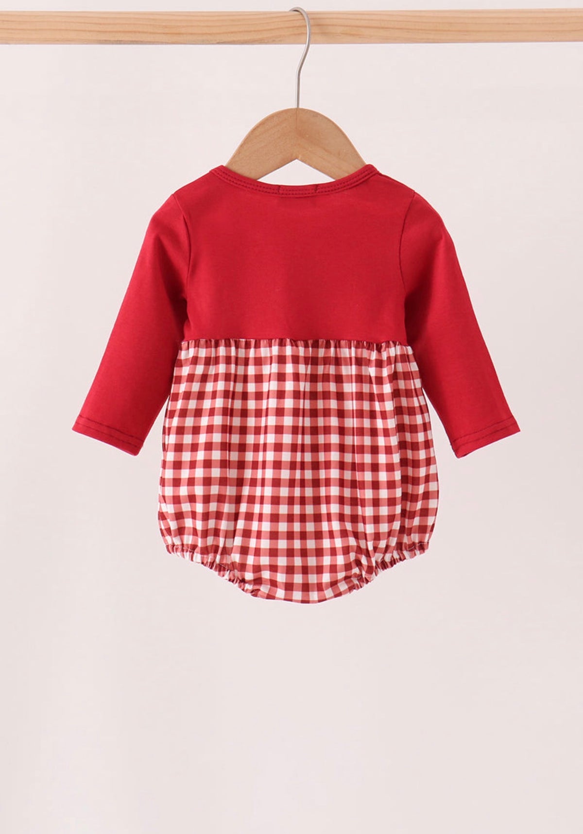 Maroon thankful leaves embroidey gingham bubble