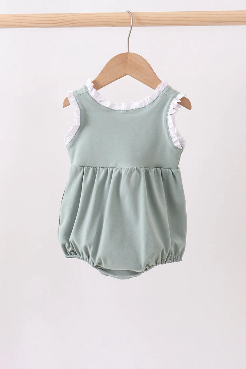 Sage starfish shell embroidery ruffle bubble