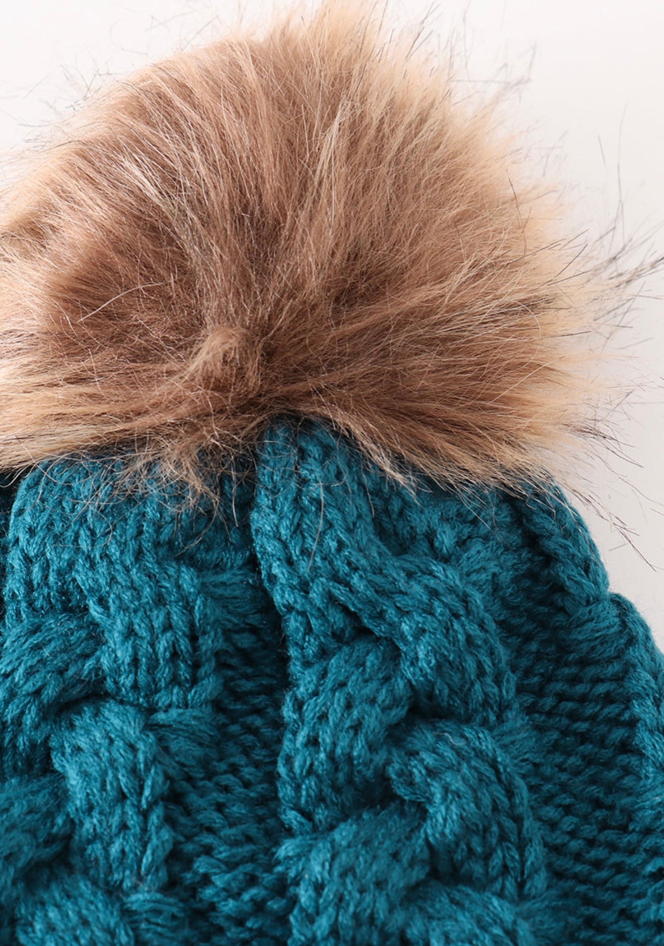 Baby, Kid, and Adult Pompom Cable Beanie