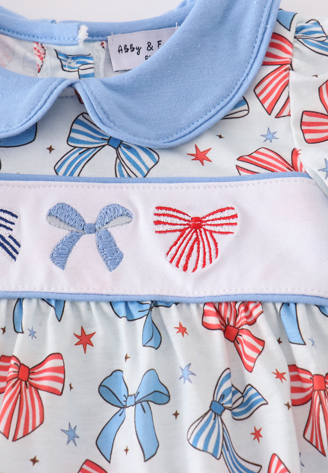 Patriotic bows embroidery ruffle bubble