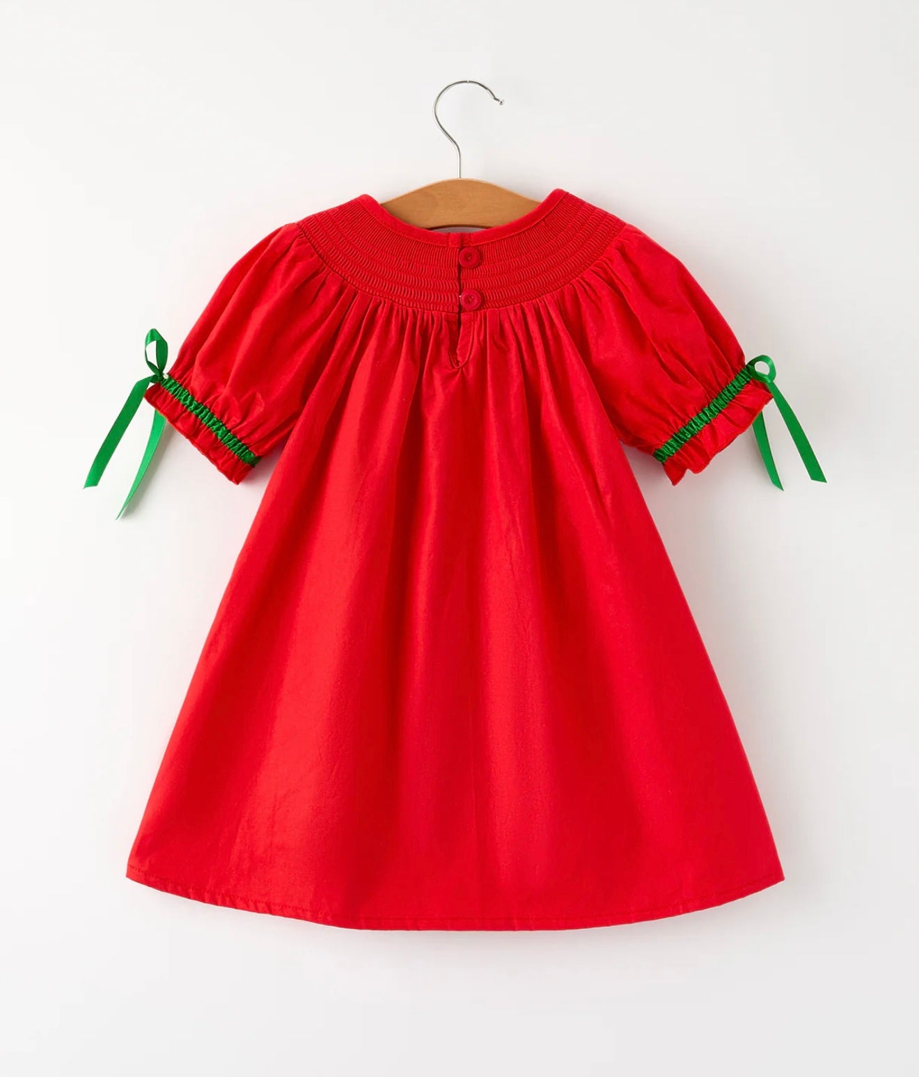 Christmas Girls Dress : Adorable Green Christmas Tree Embroidery