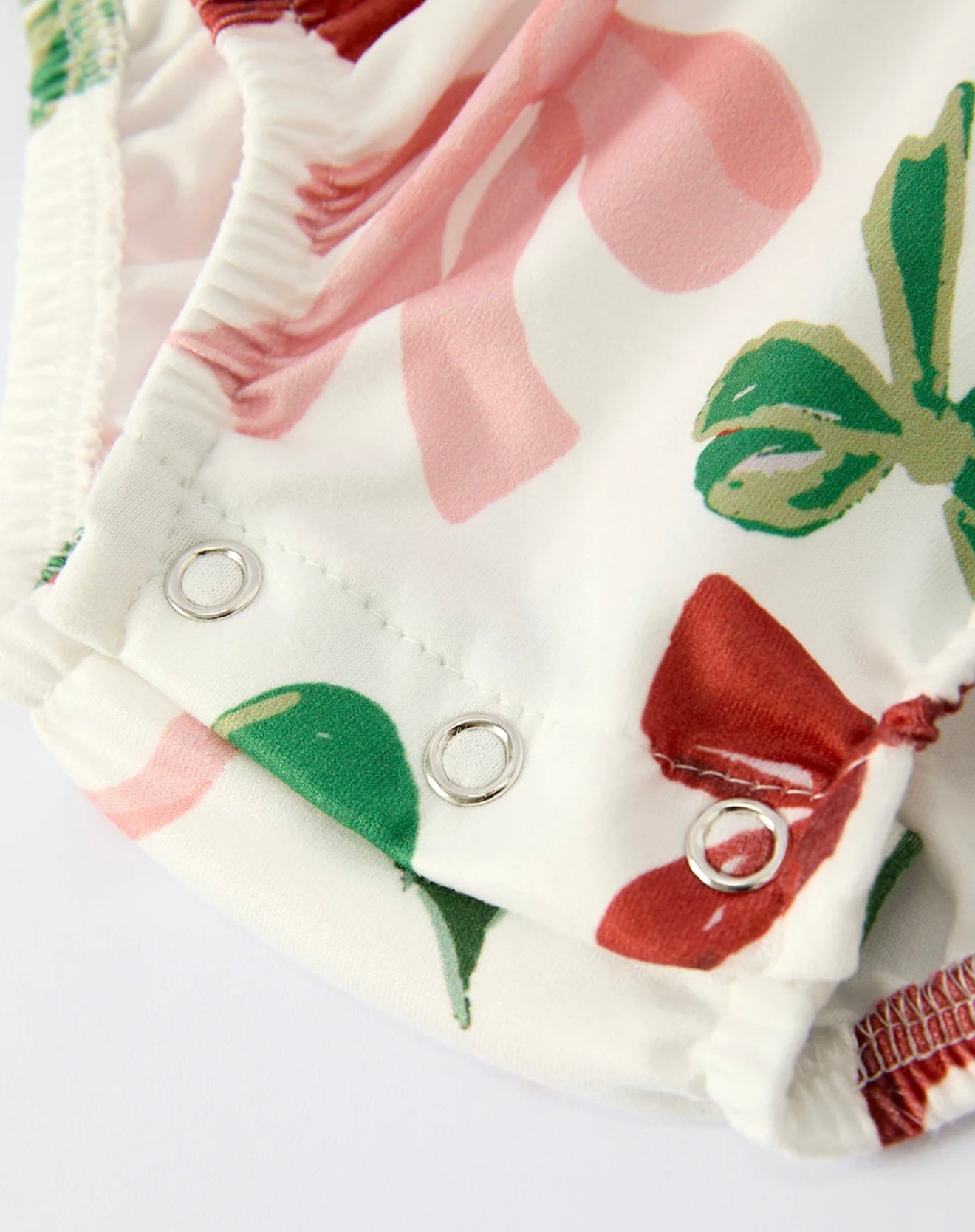 Holiday Print Christmas Baby Girl Romper with Bows