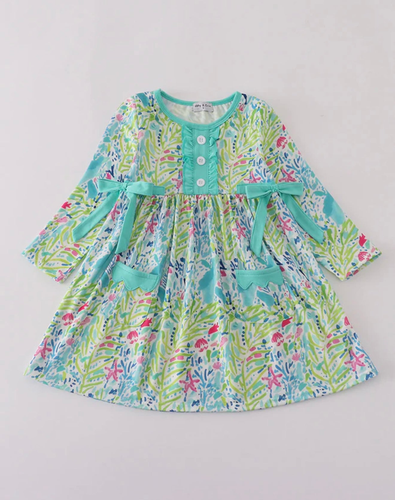 Green meadow splash ruffle dress