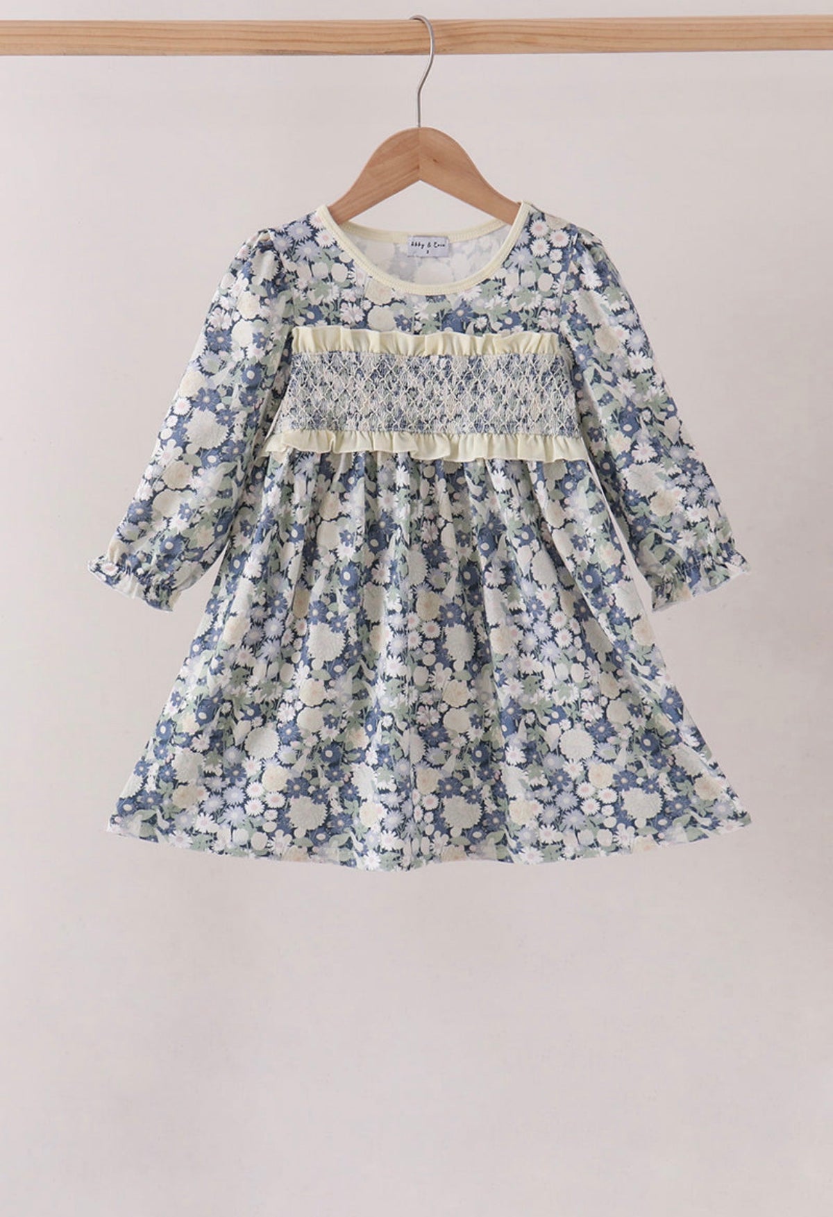 Vintage Floral Smocked Ruffle Dress