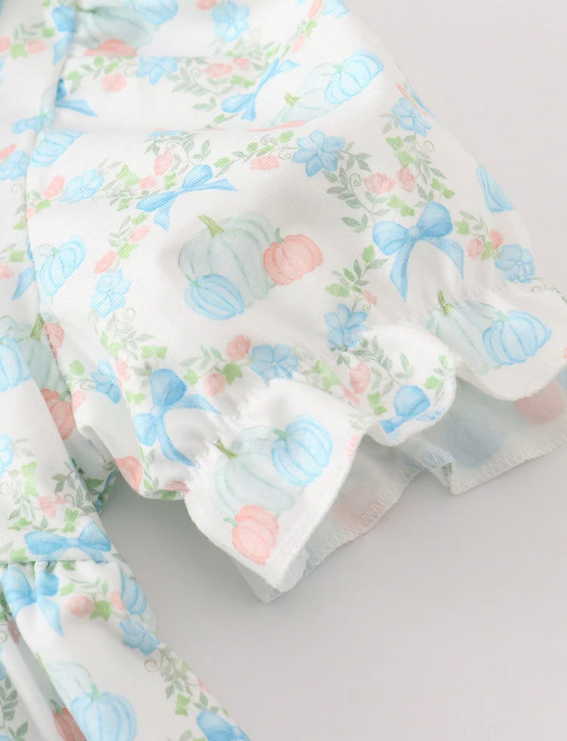 Green pumpkin print girl dress