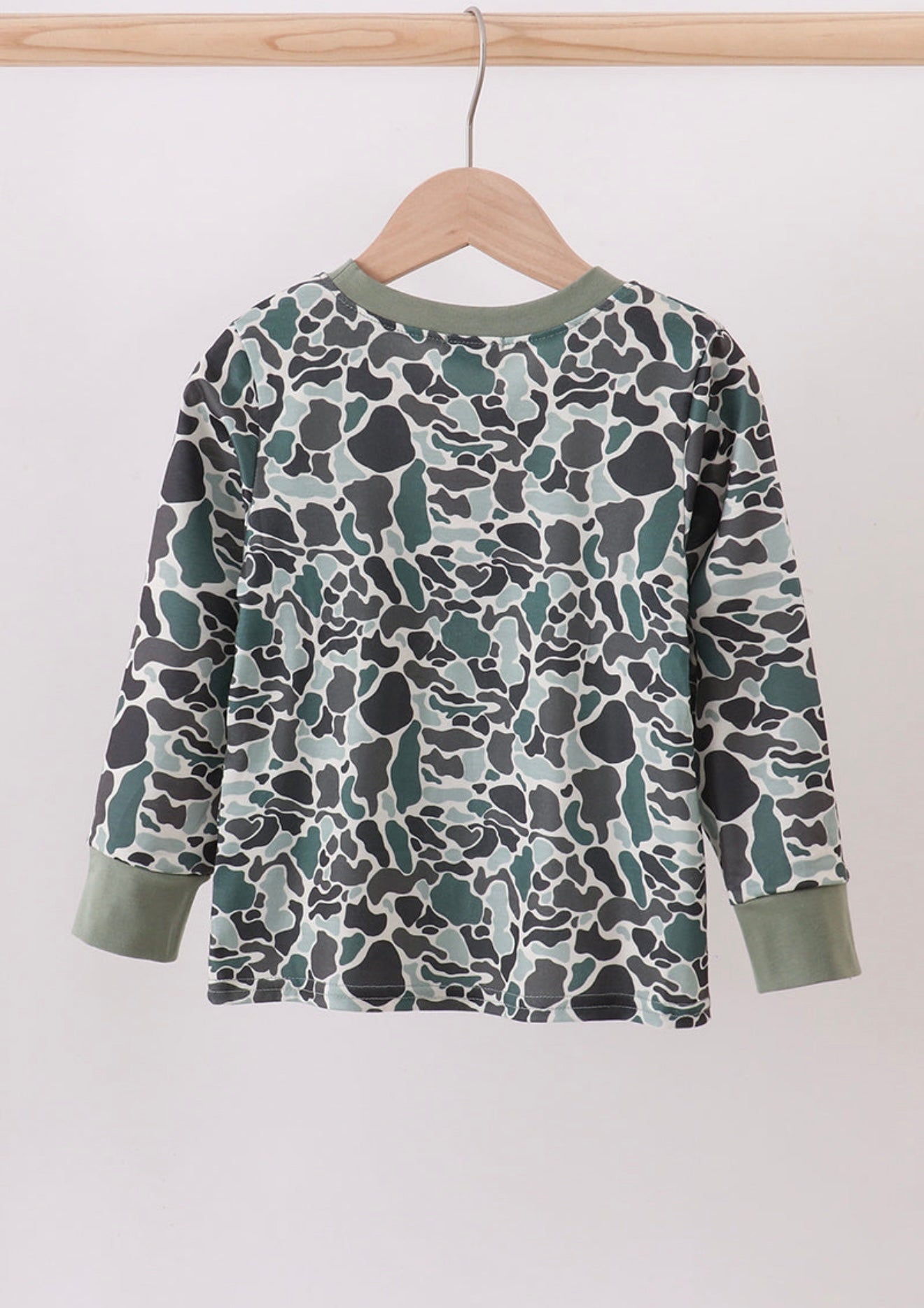 Camouflage fish embroidery top
