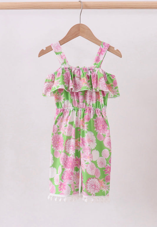 Pink floral ruffle jumpsuit