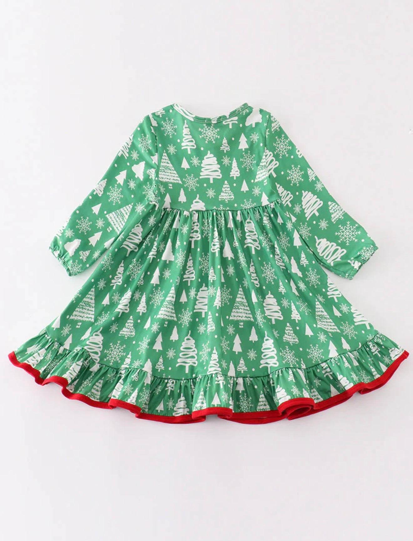 Green Christmas Tree Ruffle Dress