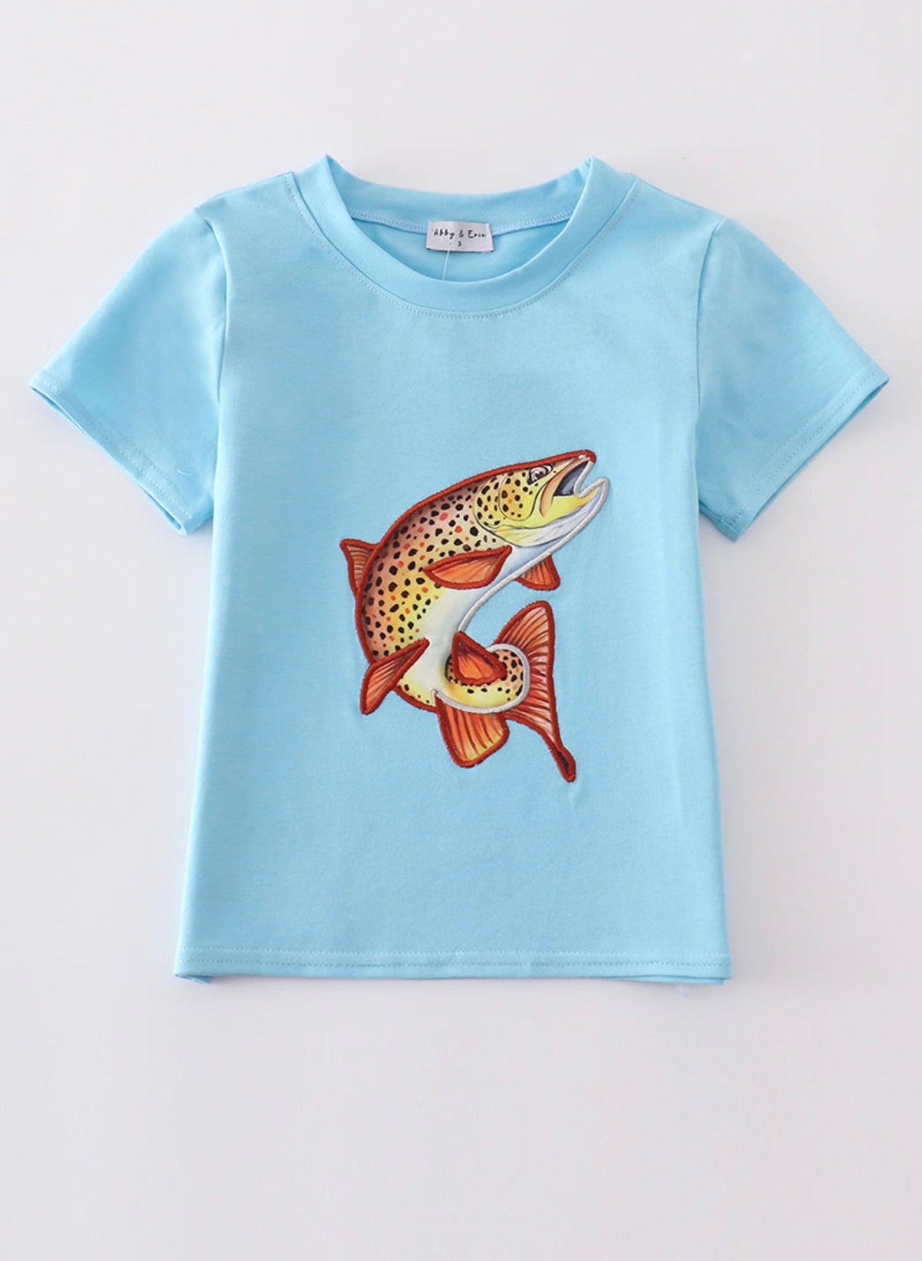 Blue fish appliqué top