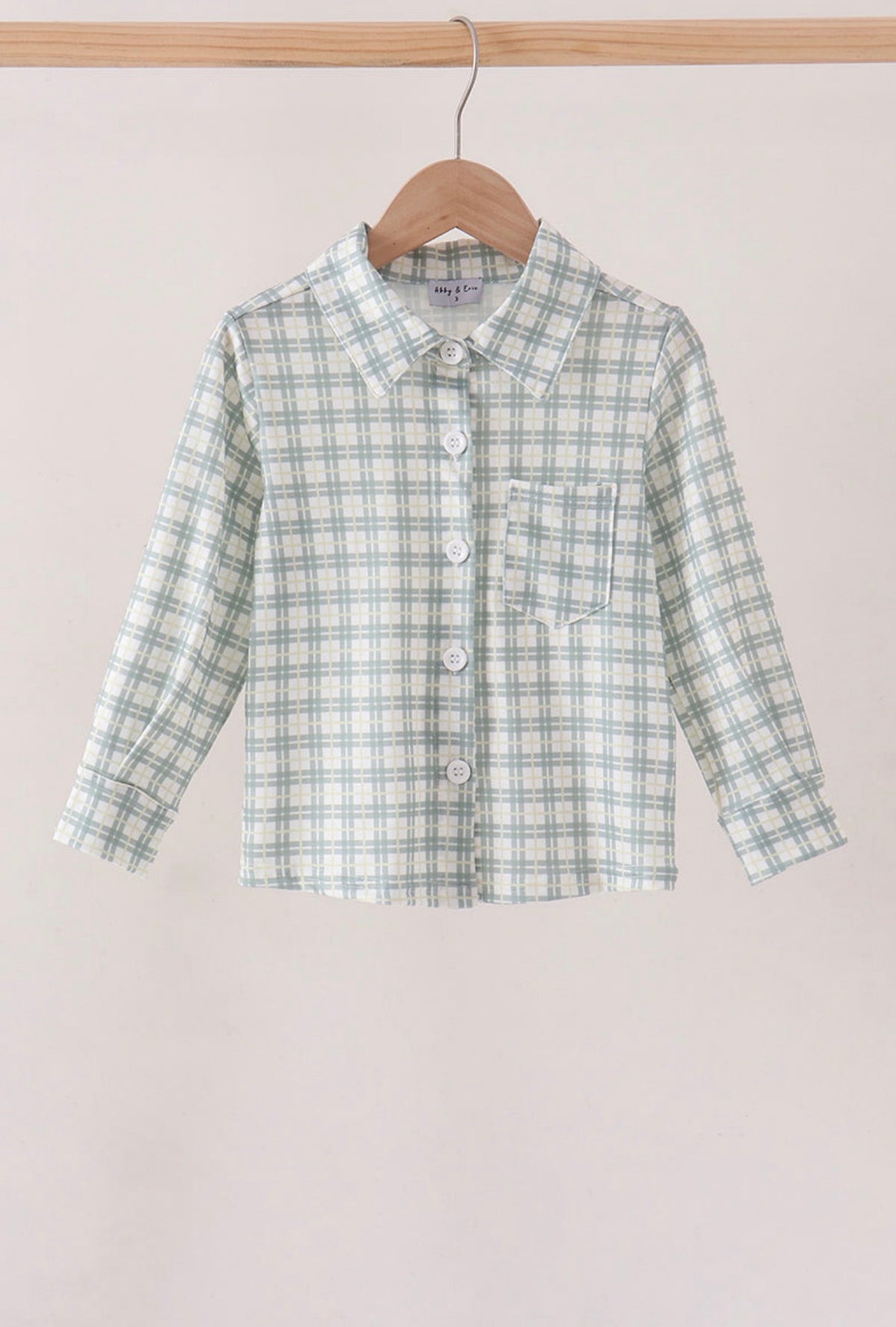 Sage plaid pocket button down shirt