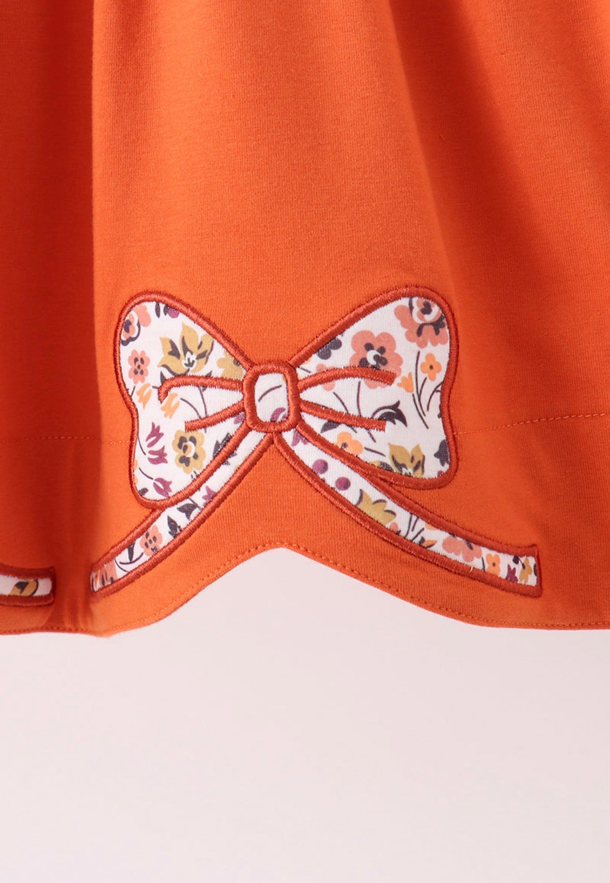 Orange Floral Bow Ruffle
Dress