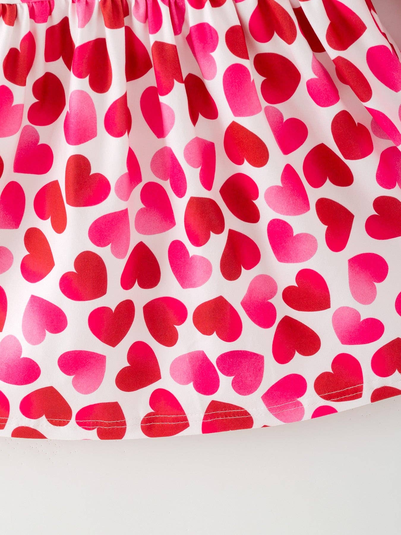 Girls Valentine Party Dress – Red Pink Ruffle Sleeve
