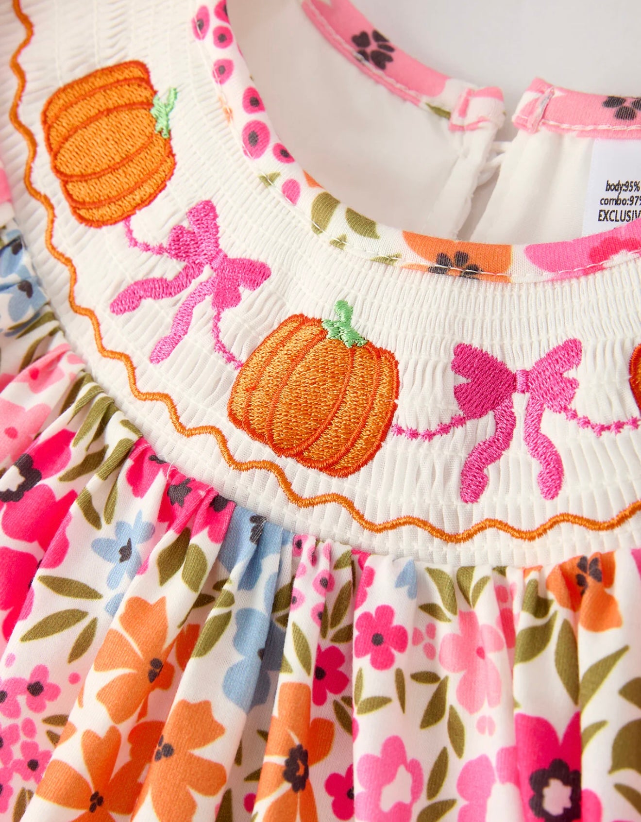 Fall Thanksgiving Pumpkin Embroidered Ruffled Pink Leggings Girl’s Set