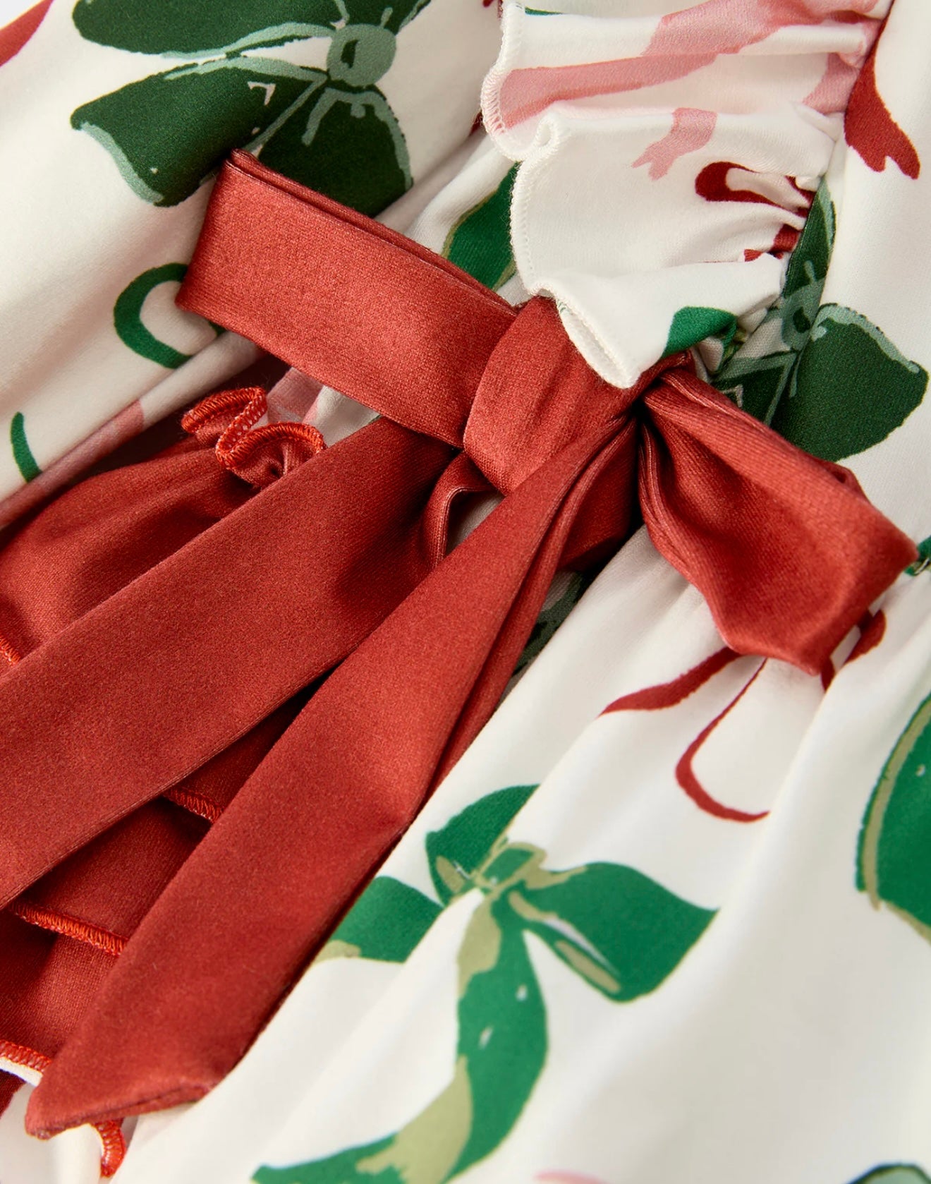 Holiday Print Christmas Baby Girl Romper with Bows