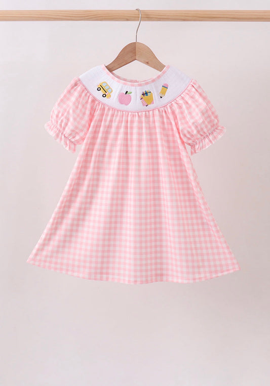 Pink Apple Bus Smocked
Dress