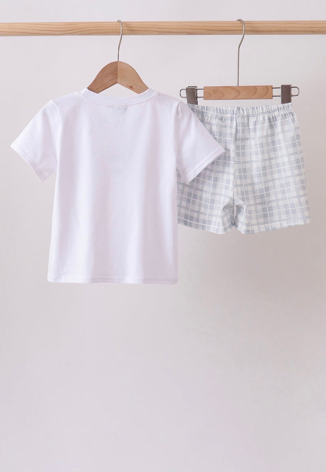 Blue Faith Quote Embroidered Shorts Set