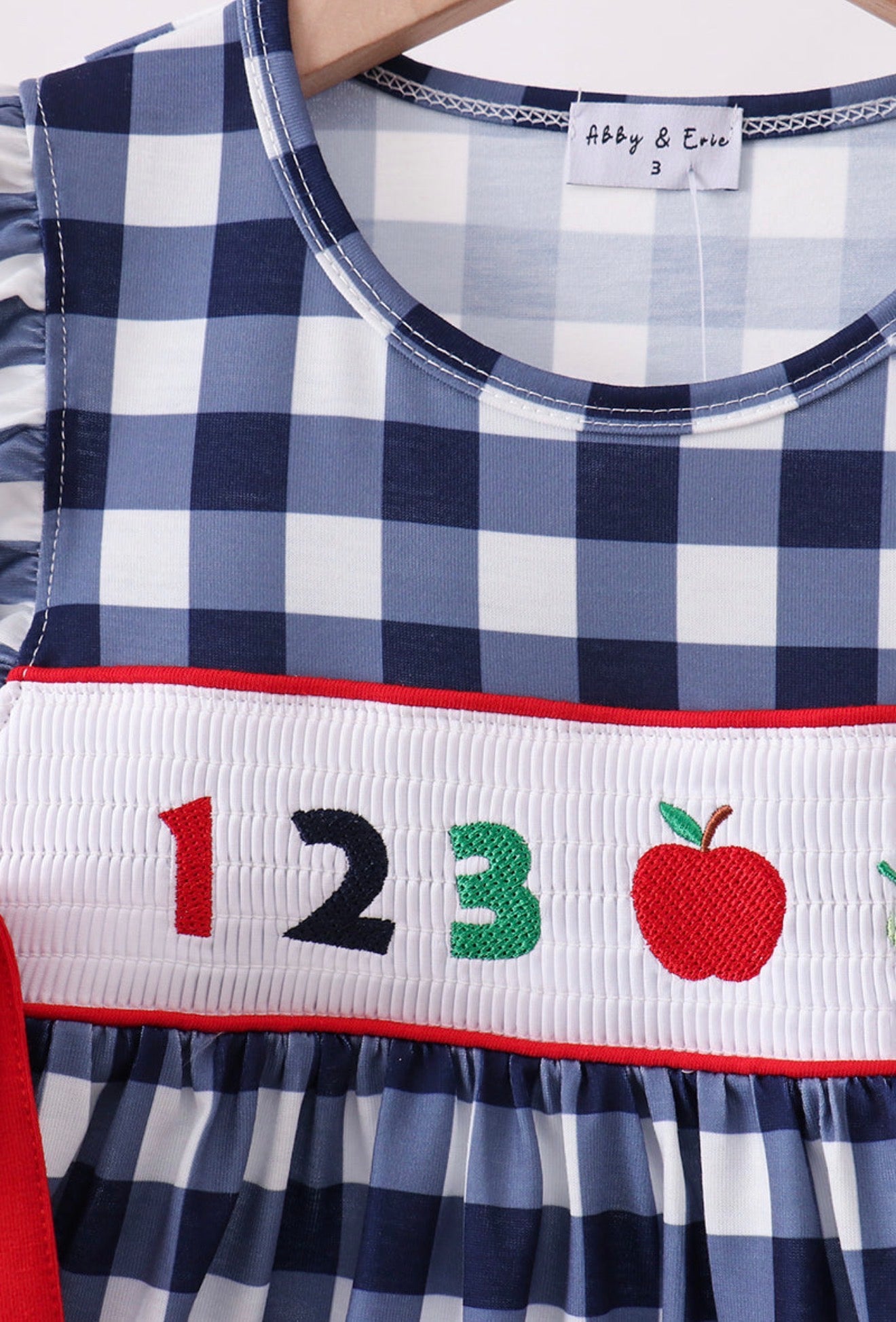 Navy Apple Smocked
Gingham Dress