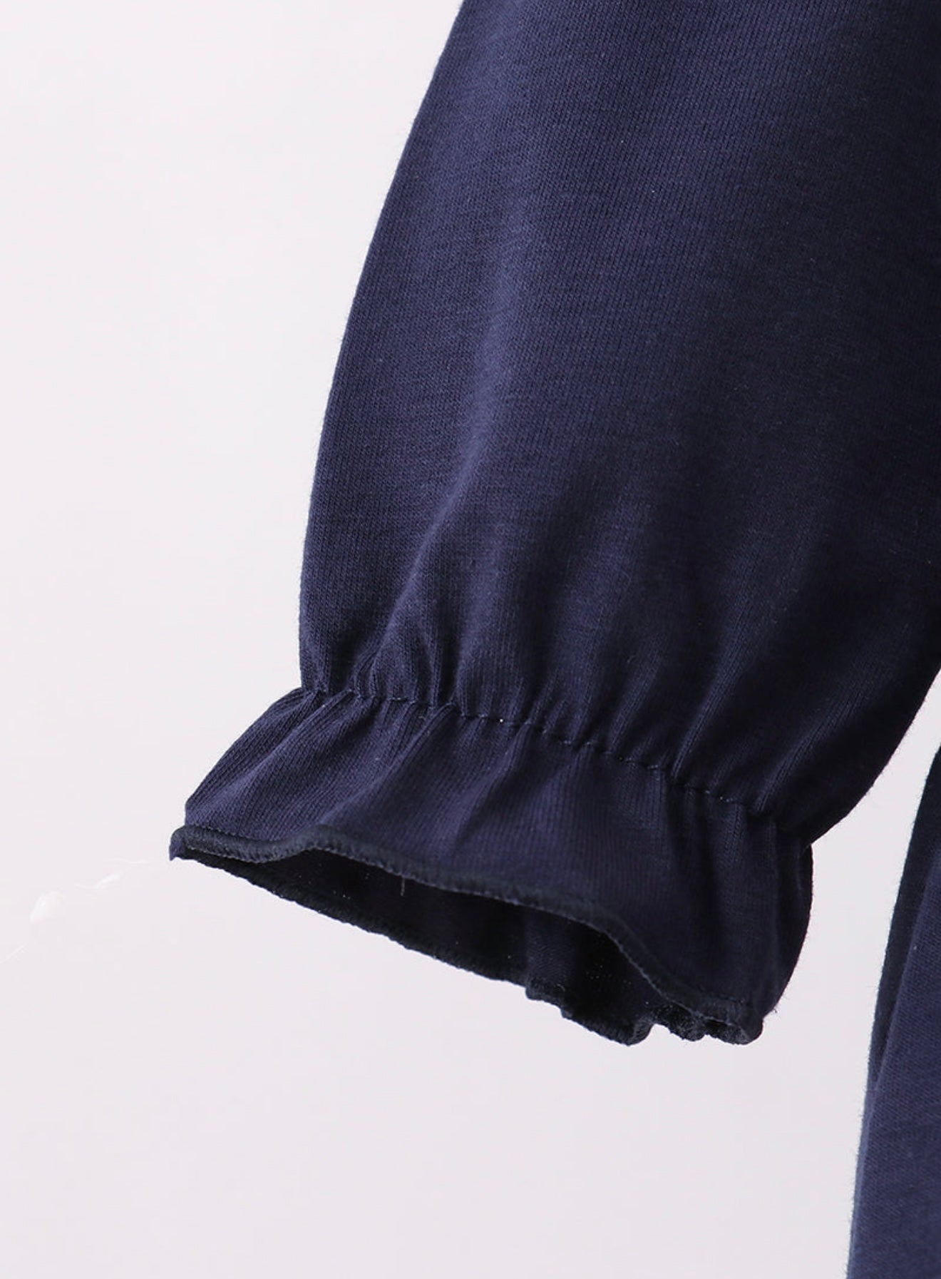 Navy nativity “Oh Holy Night” embroidery ruffle bubble