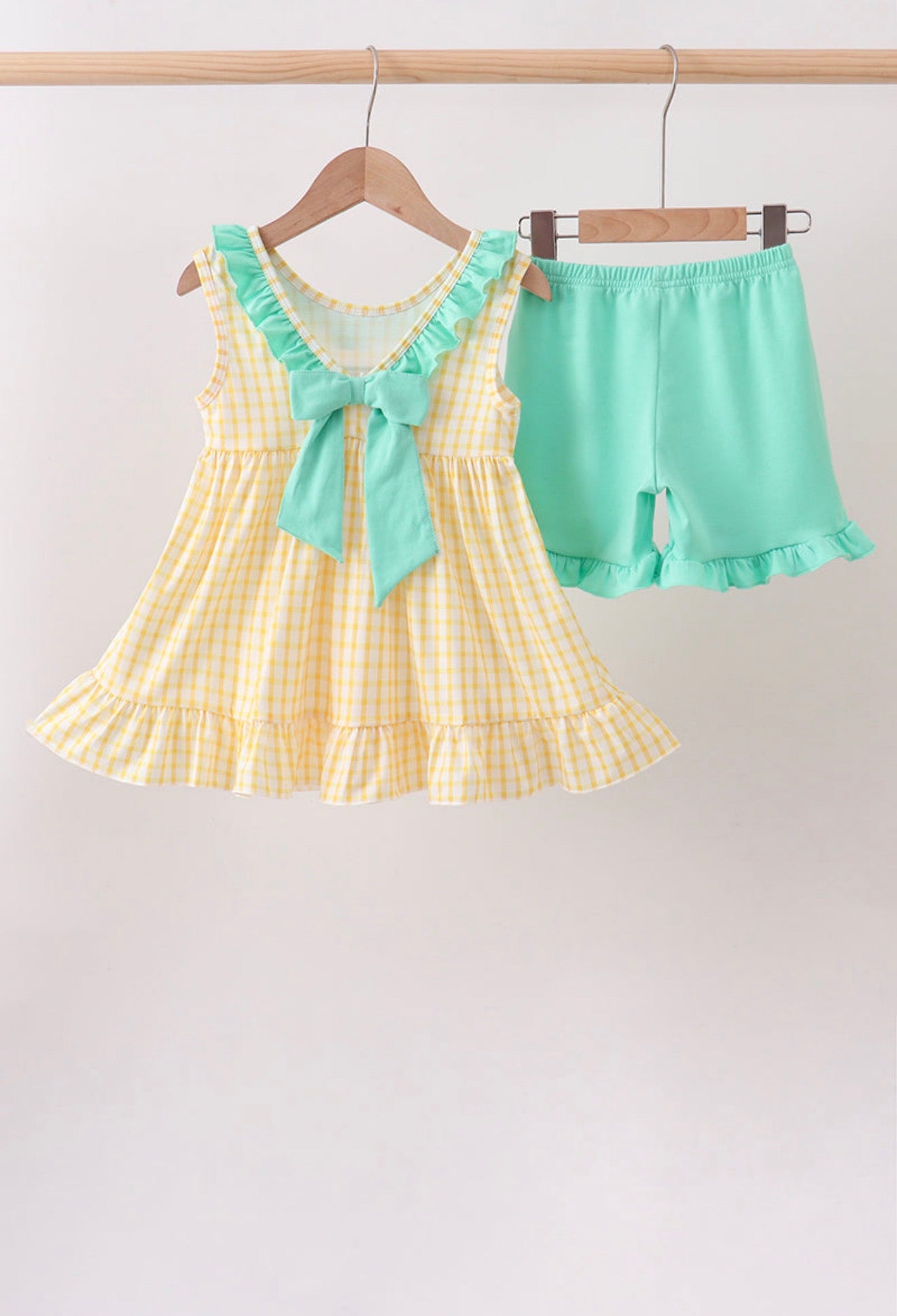 Mustard Honey Bear
Embroidered Ruffle Shorts Set