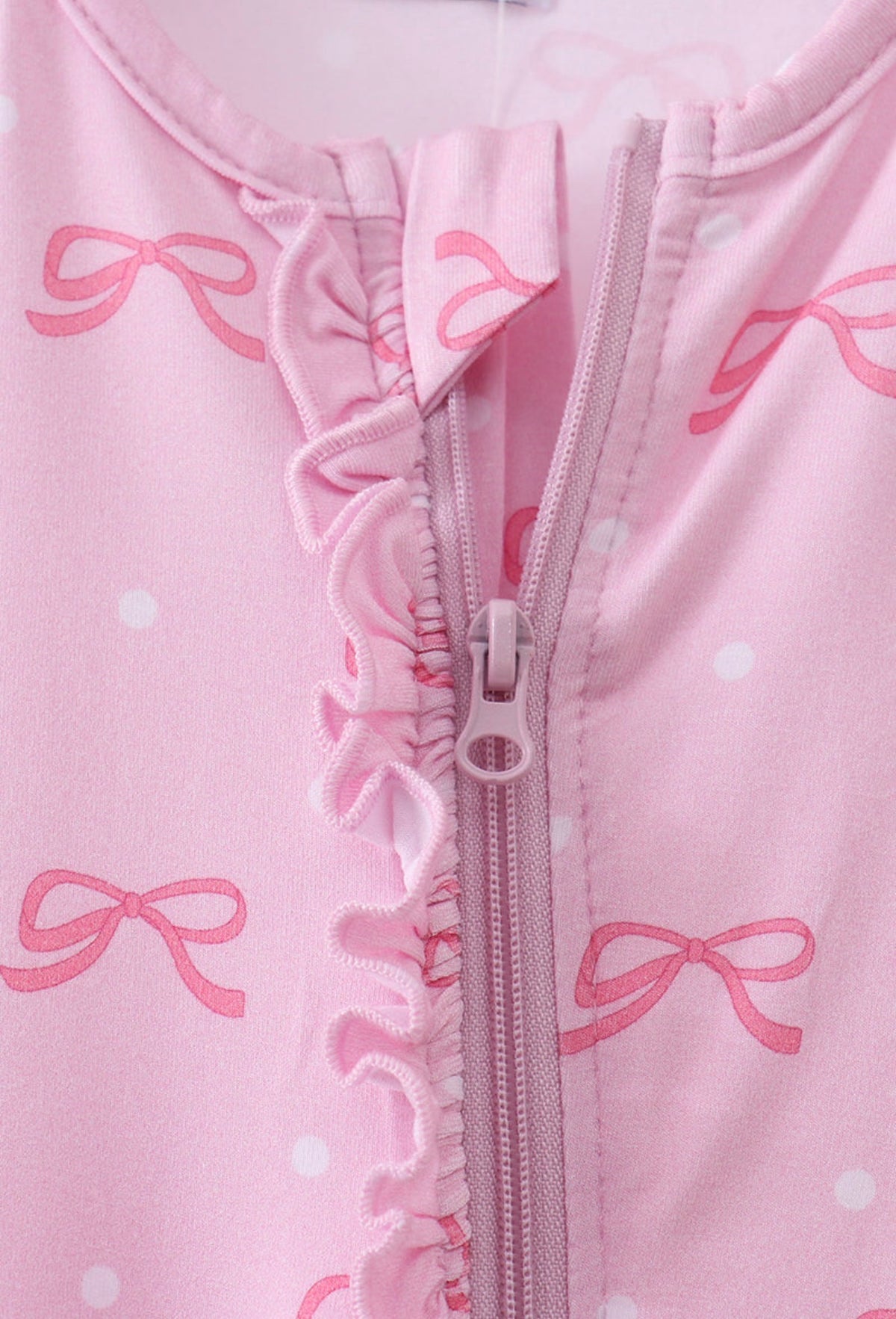 Pink bow print bamboo romper