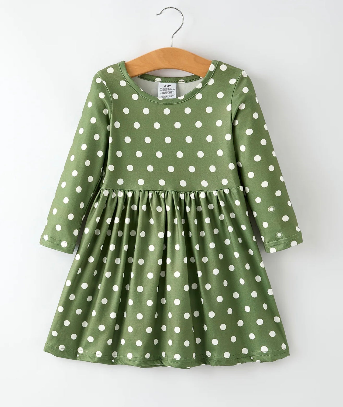 Fall & Christmas Girl’s Polka Dot Print Long Sleeve Dress