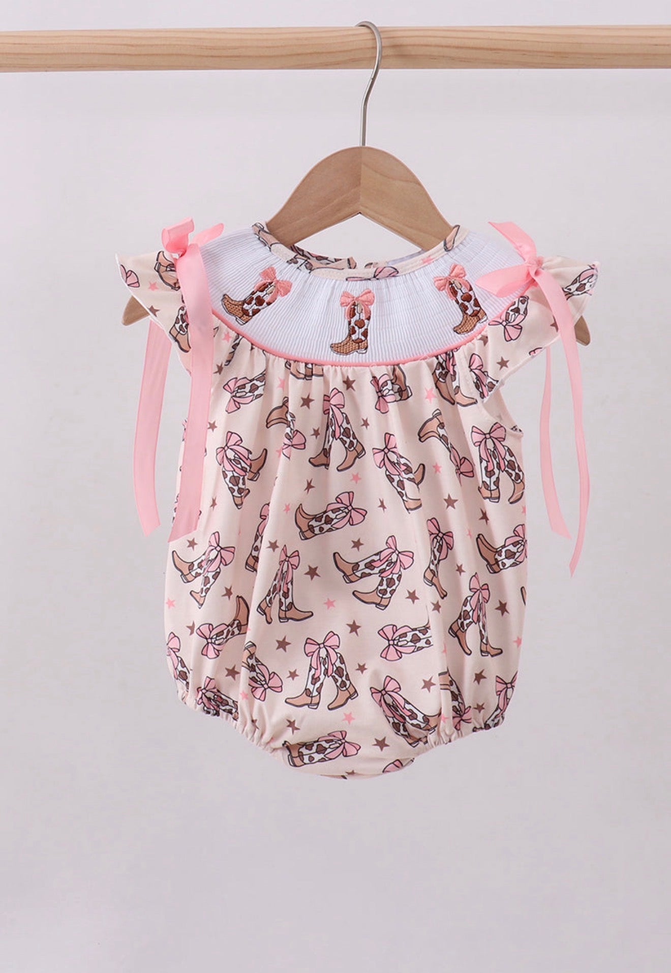 Western cowgirl boots smocked bubble