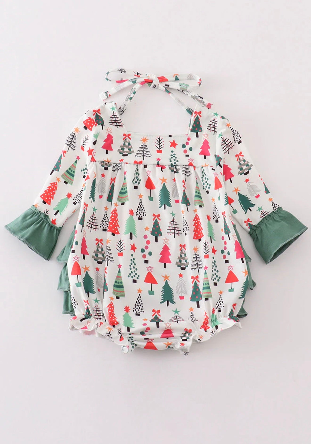 Green Christmas Tree Print Girl Bubble ￼