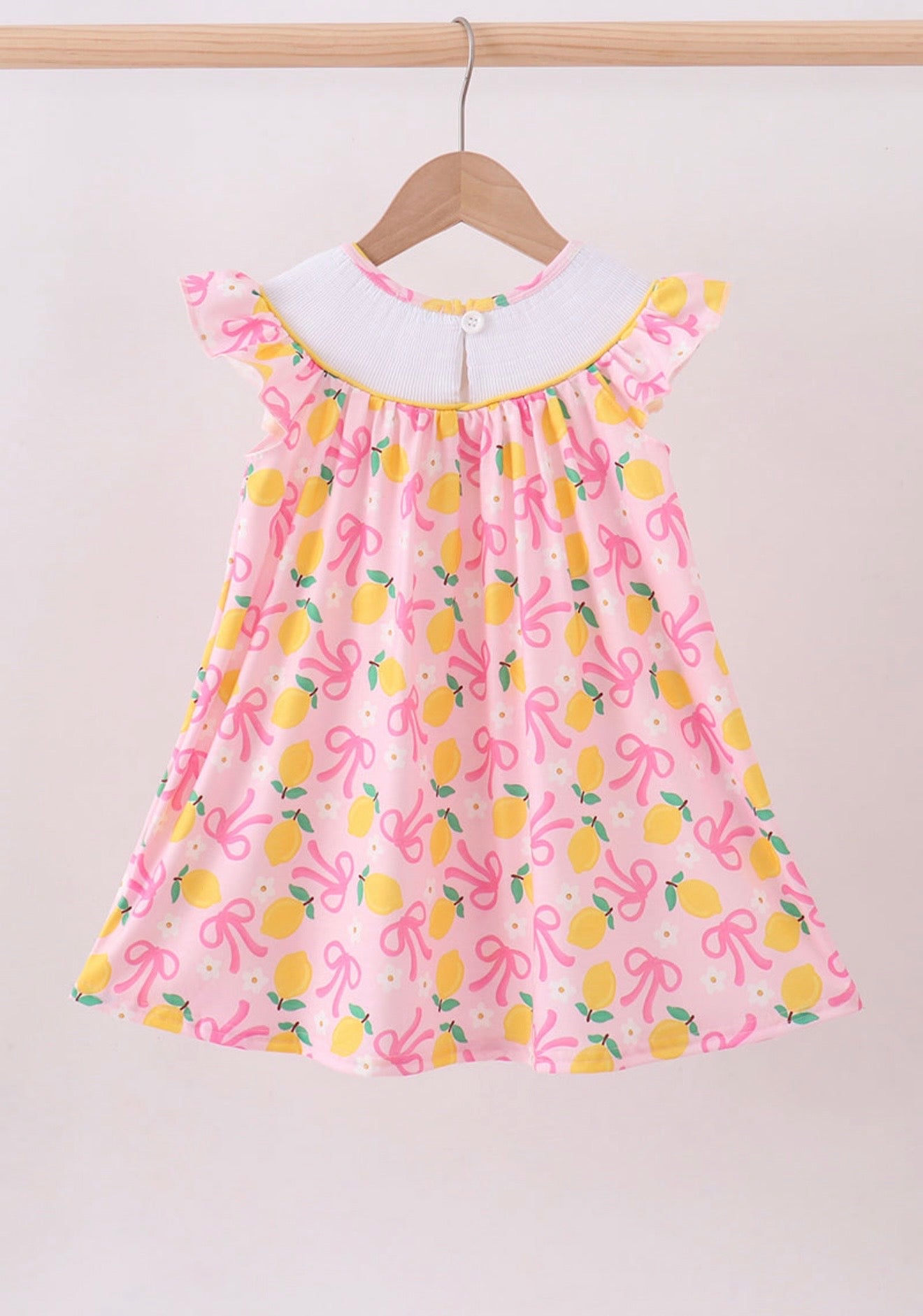 Pink lemon smocked ruffle dress
