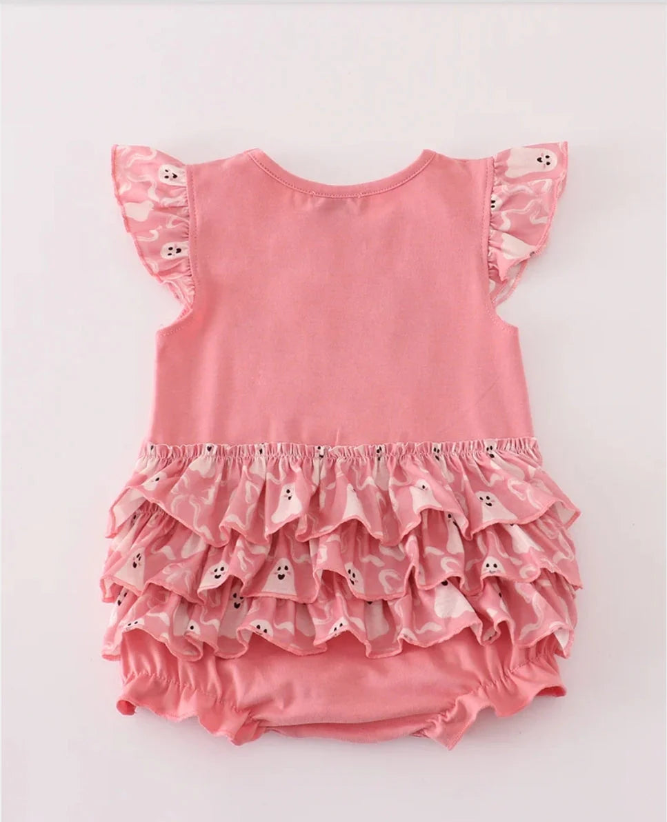 Halloween ghost embroidery girl ruffle bubble