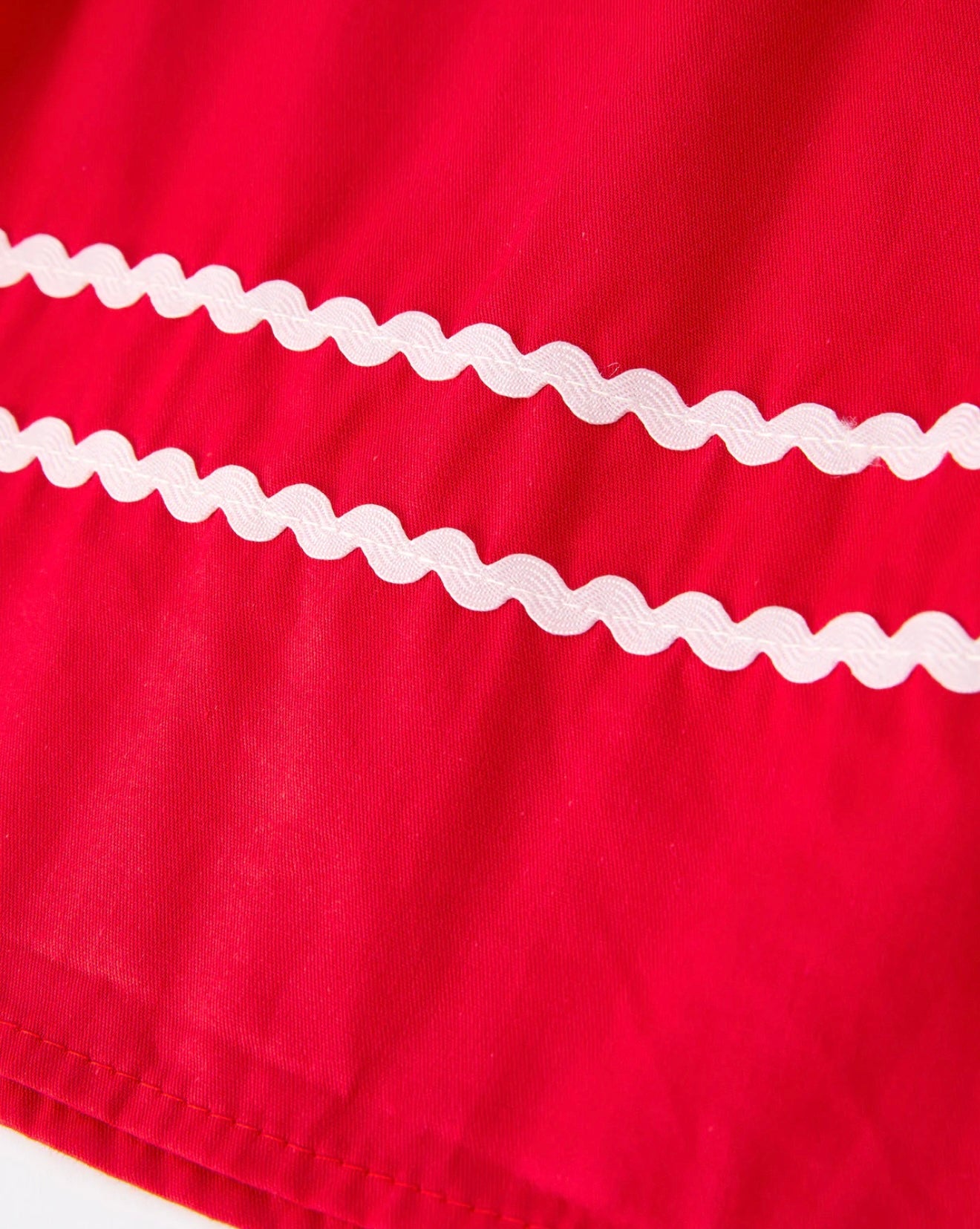 Red Christmas Girls Dress: Nativity Embroidery