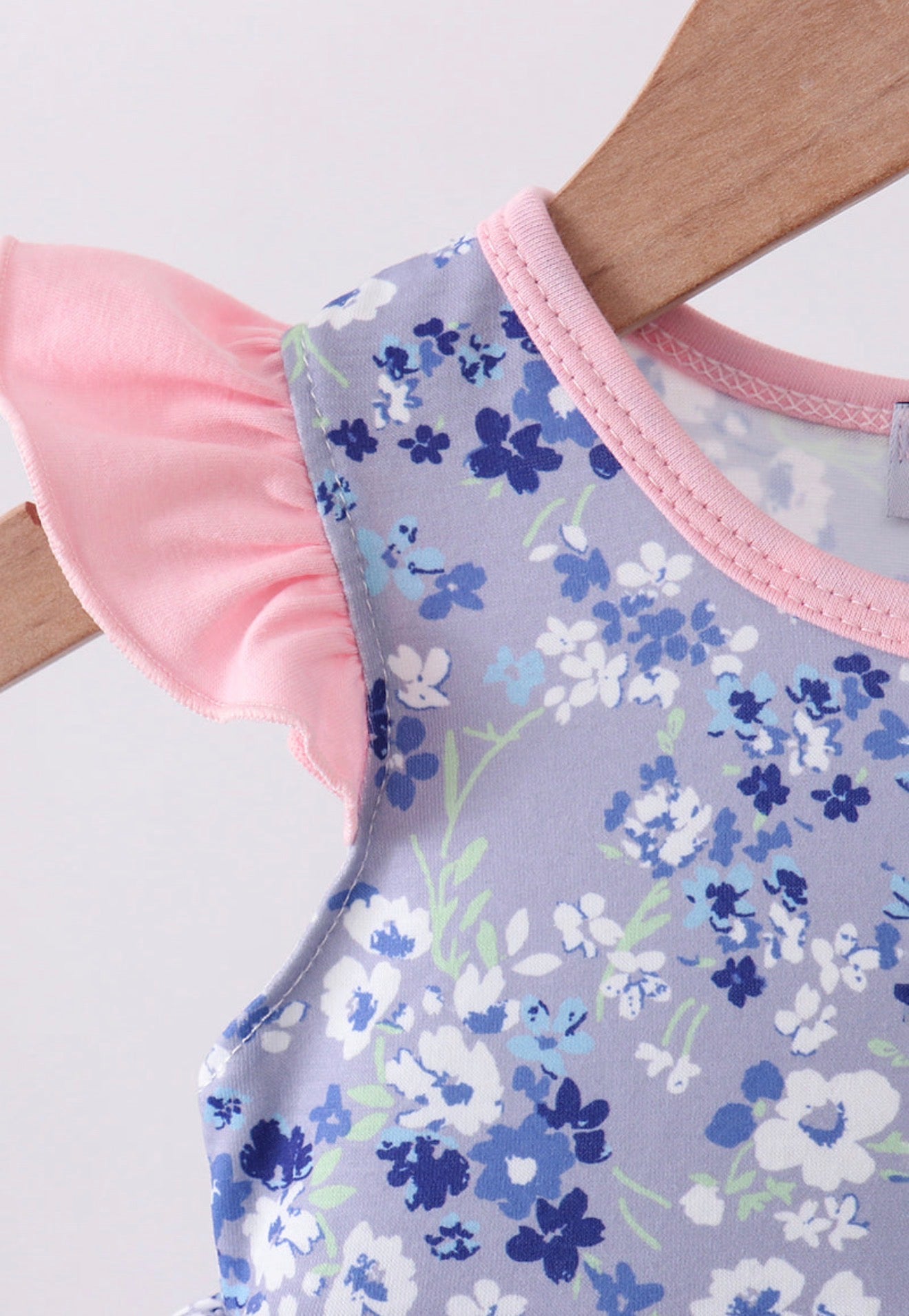 Blue floral bow ruffle bubble