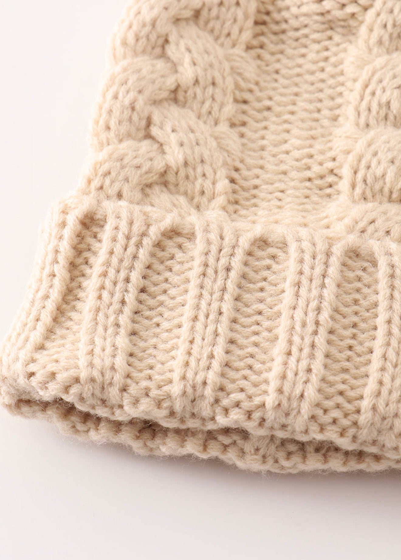 Baby, Kid, and Adult Pompom Cable Beanie
