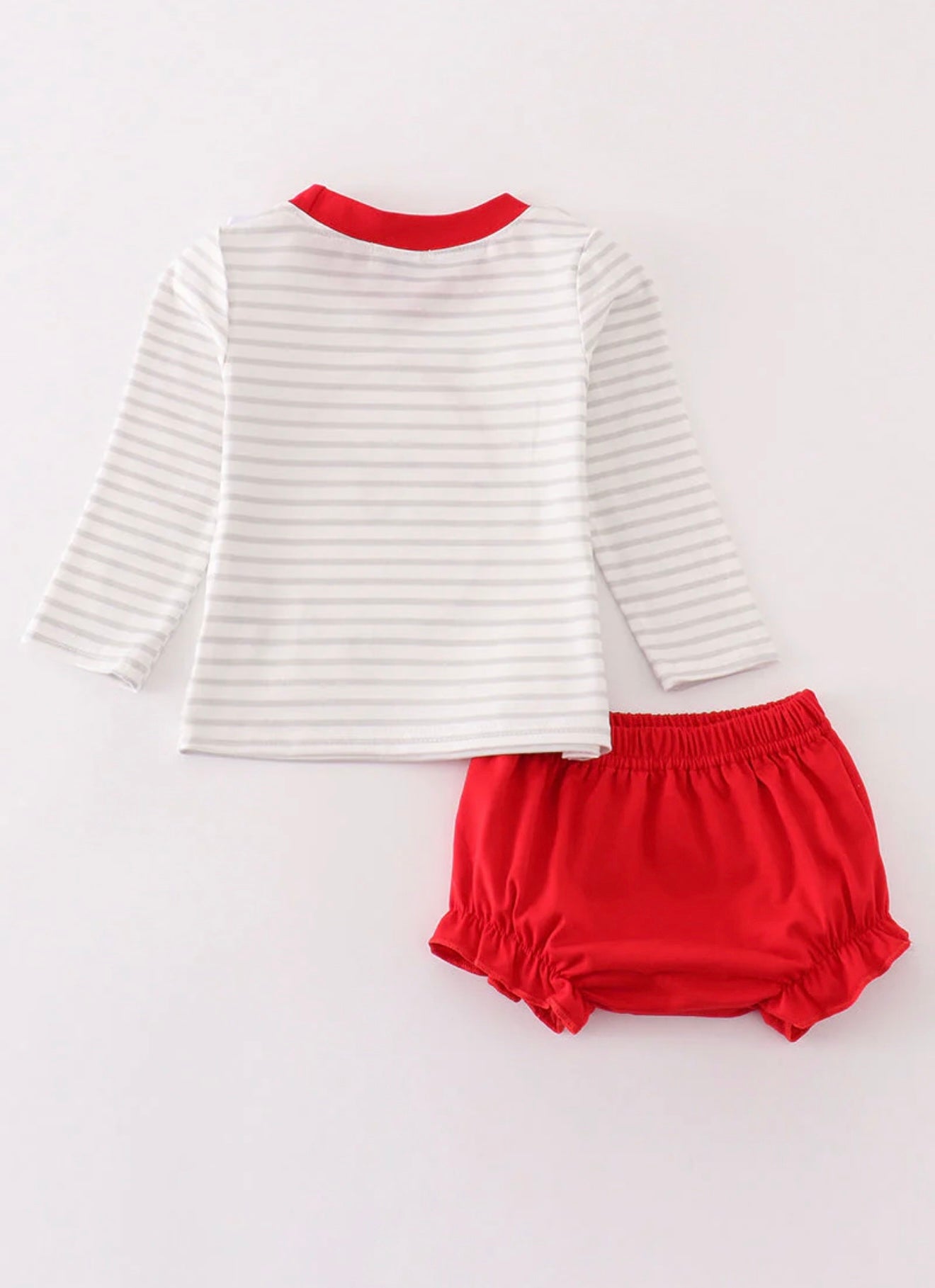 Red Christmas Santa Claus Appliqué Stripe Boy Bloomer Set