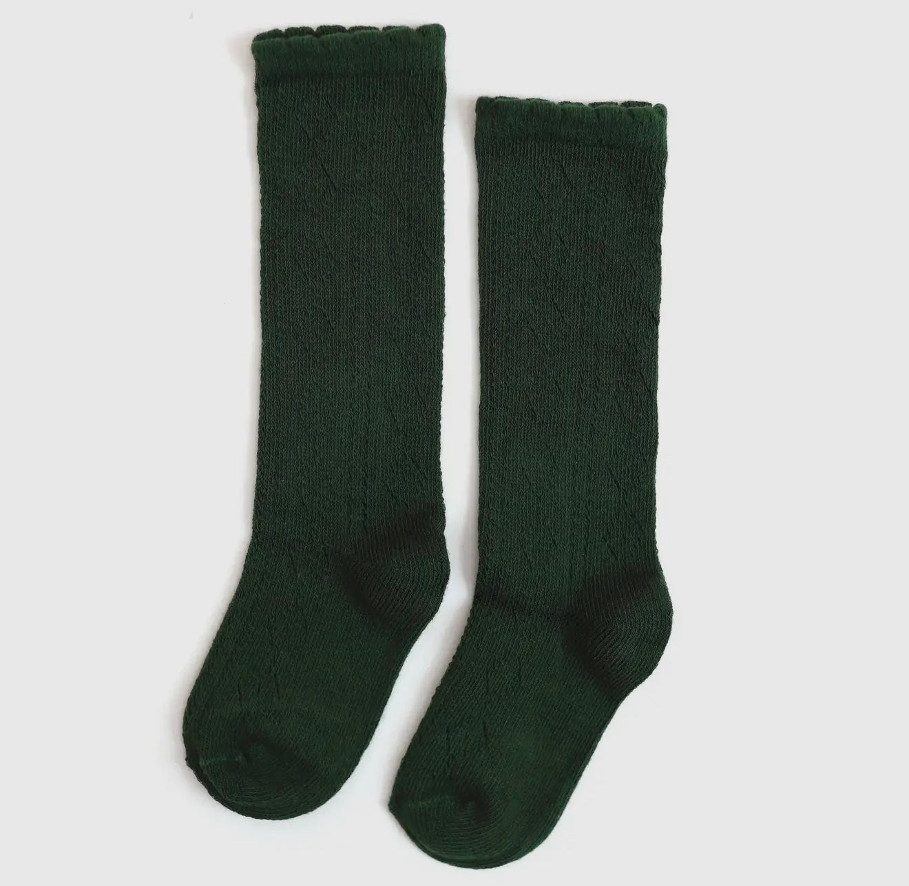 Scalloped Fancy Knee High Socks - Forest