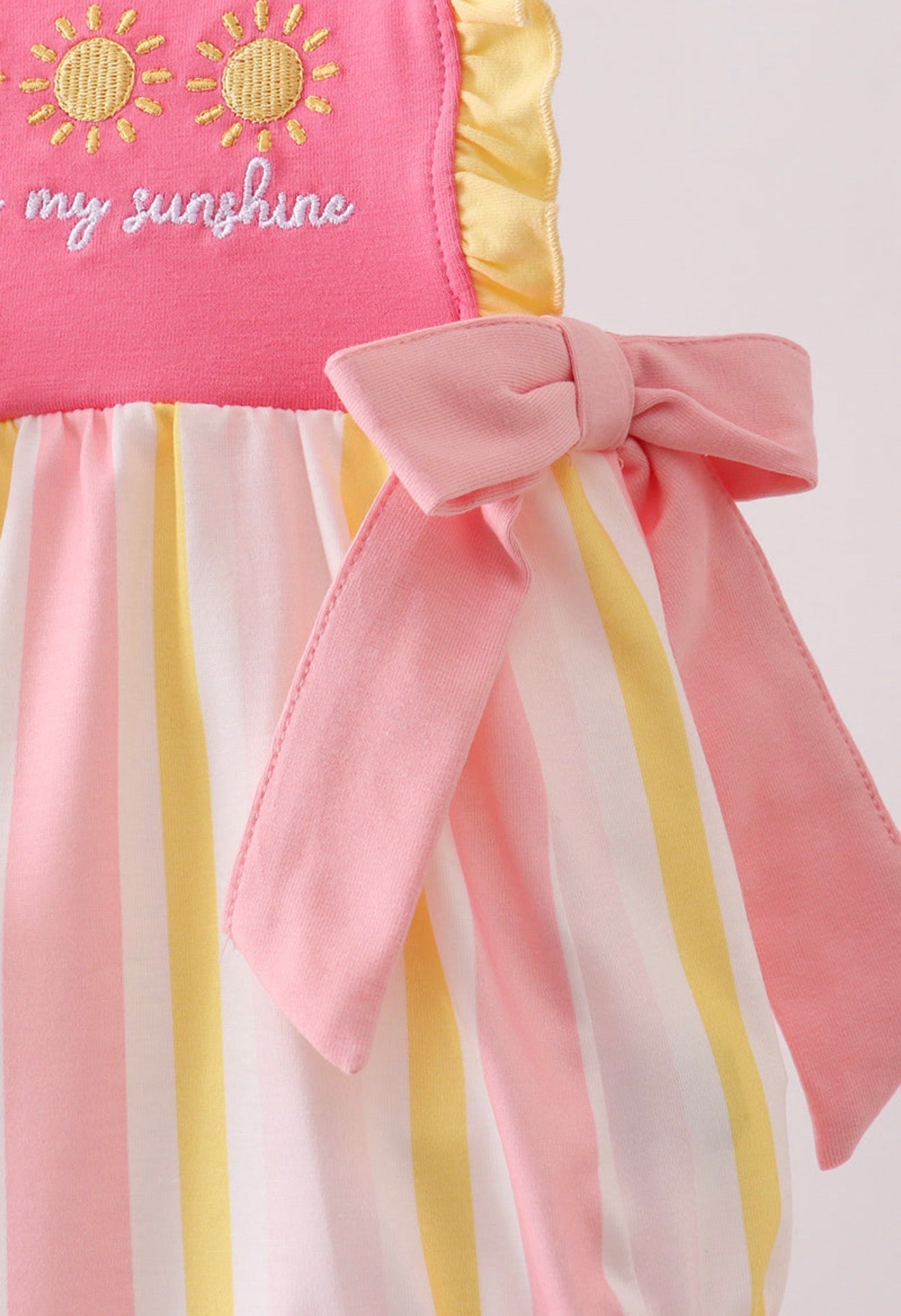 You’re my sunshine stripe embroidered bow bubble