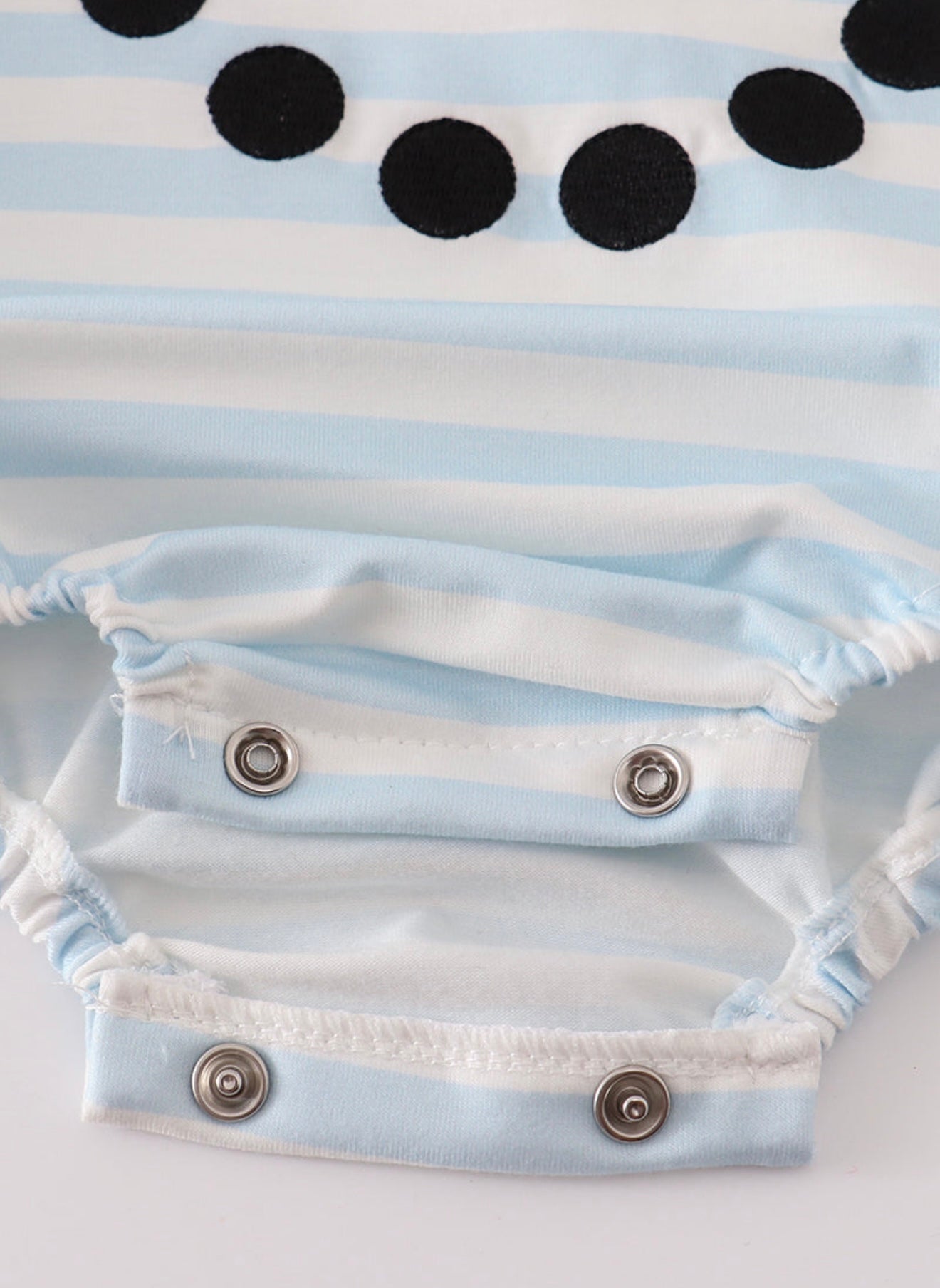 Blue Snowman Embroidery Striped Boy Bubble￼