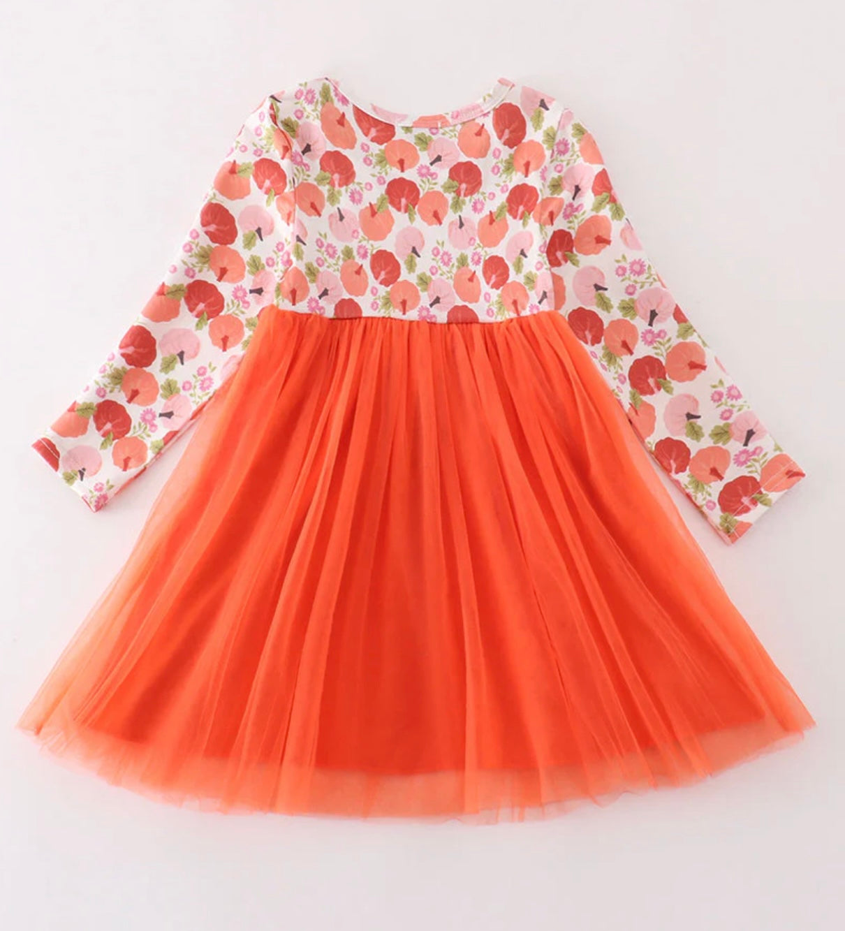 Pink pumpkin print girl tutu dress