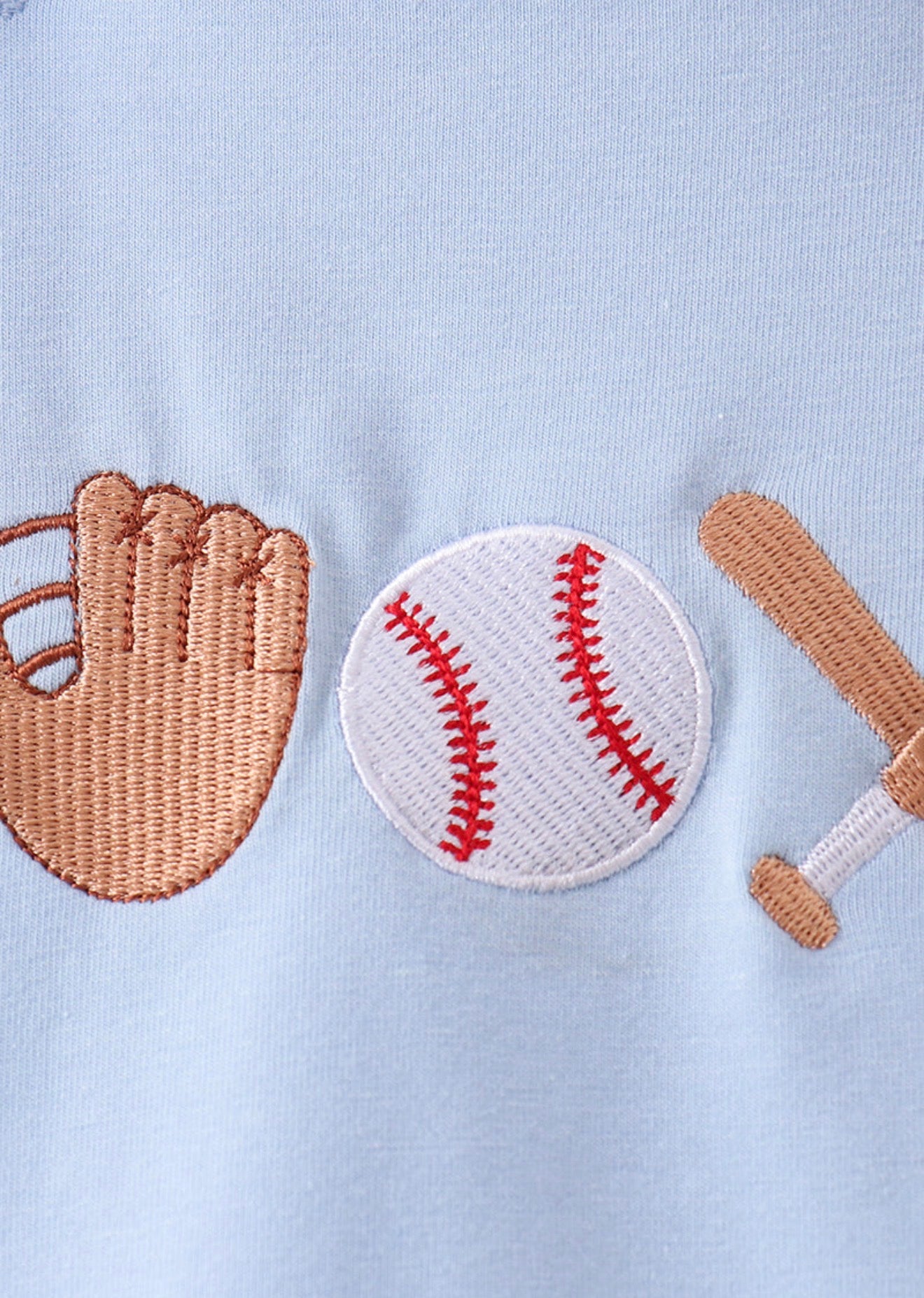 Blue baseball appliqué bubble