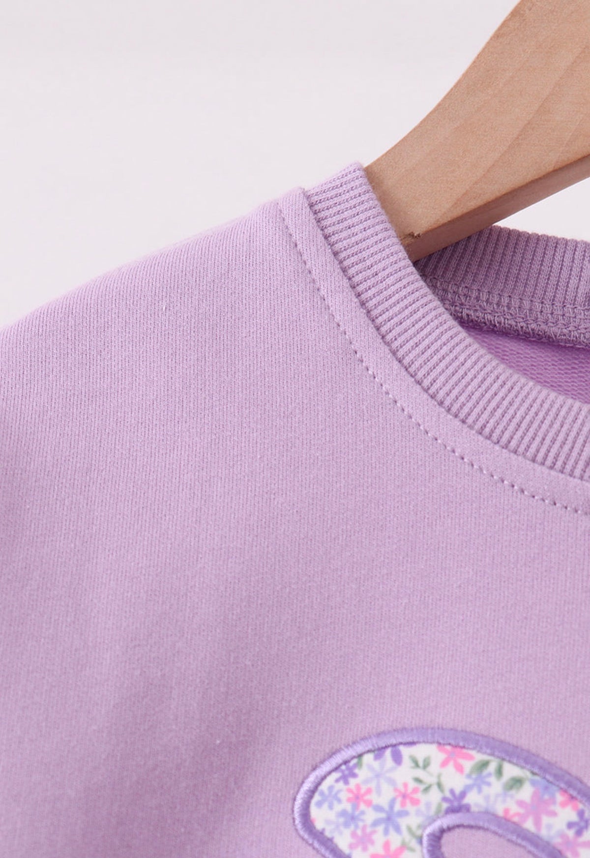 Purple Floral Bow Embroidery Top