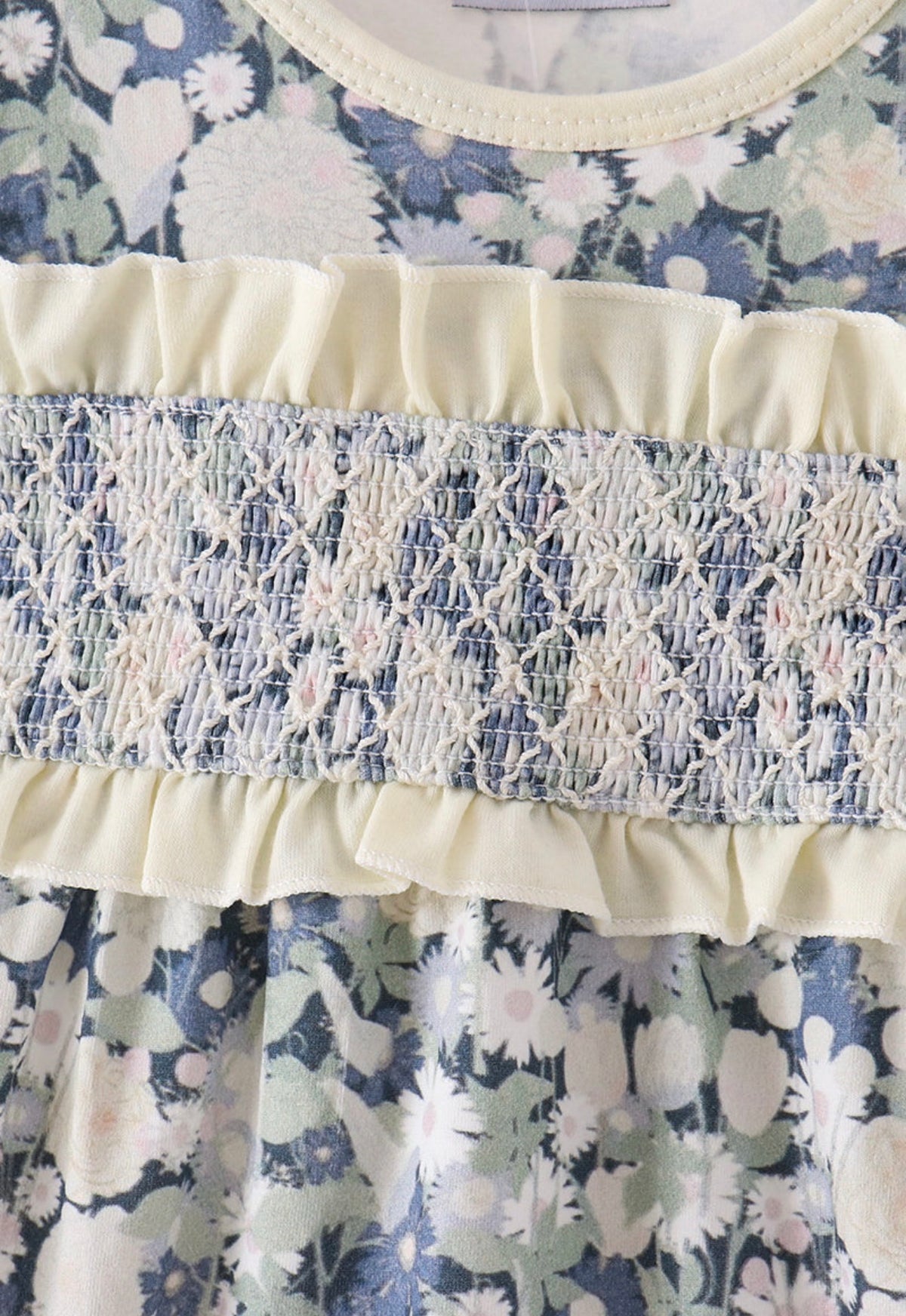 Vintage Floral Smocked Ruffle Bubble