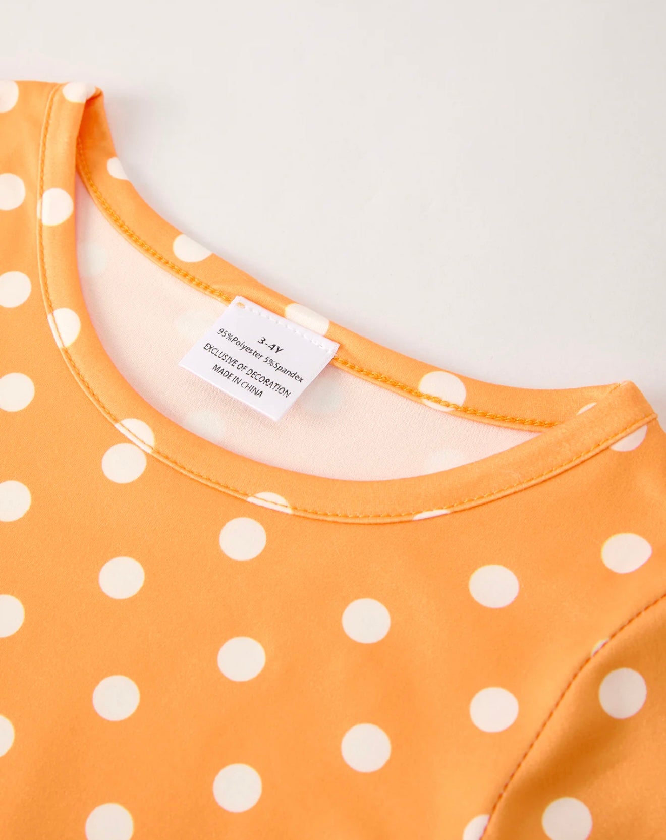 Thanksgiving Day Fall Girl’s Orange Polka Dot Long Sleeve Dress