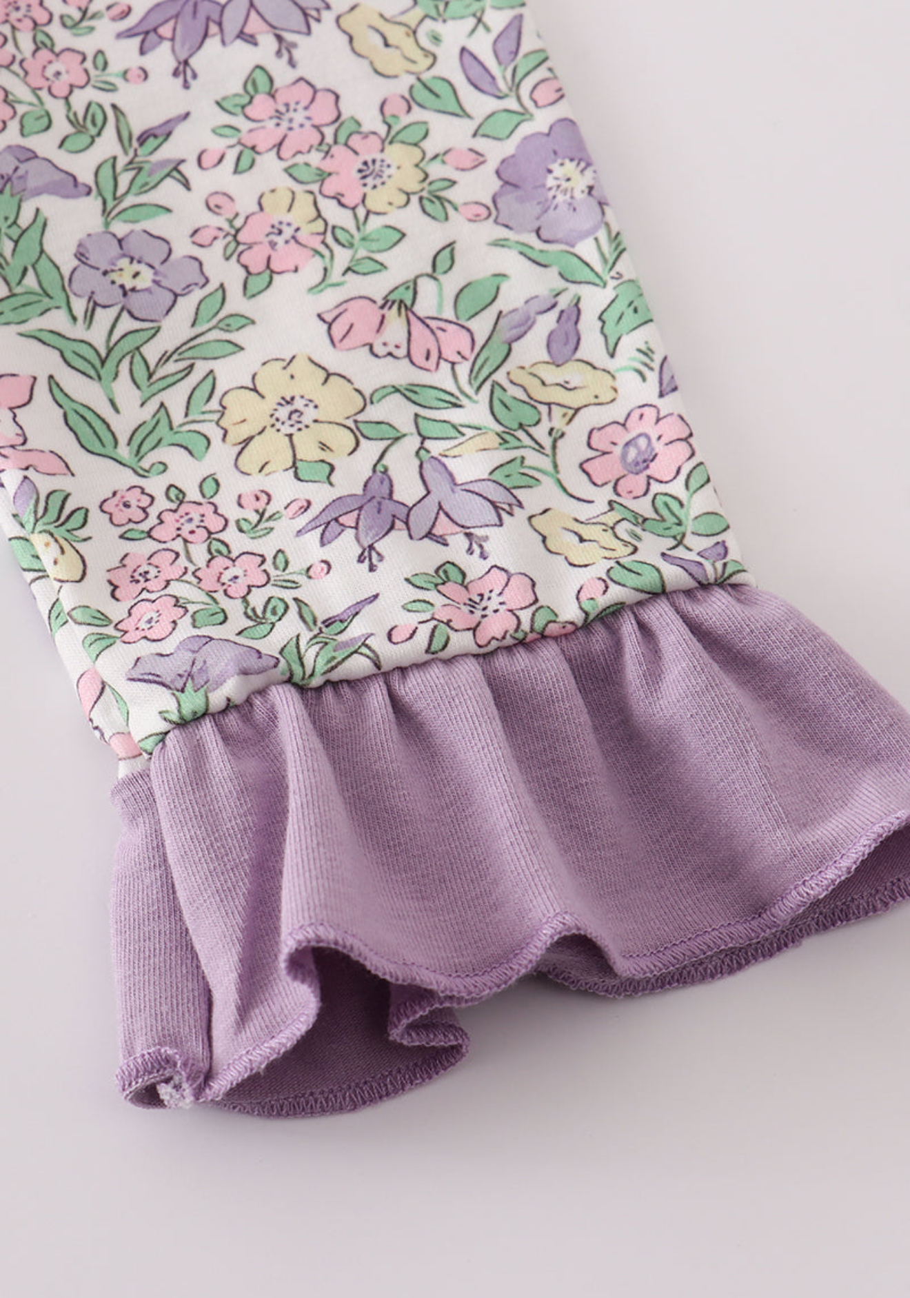 Purple floral print ruffle dress
