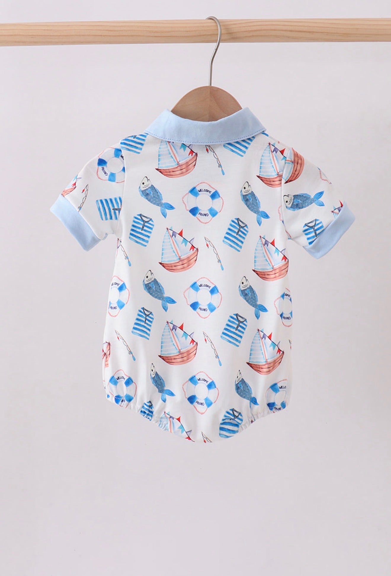 Blue sailboat print bubble
