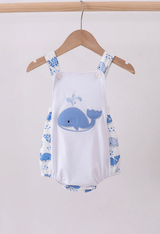 Blue whale appliqué bubble